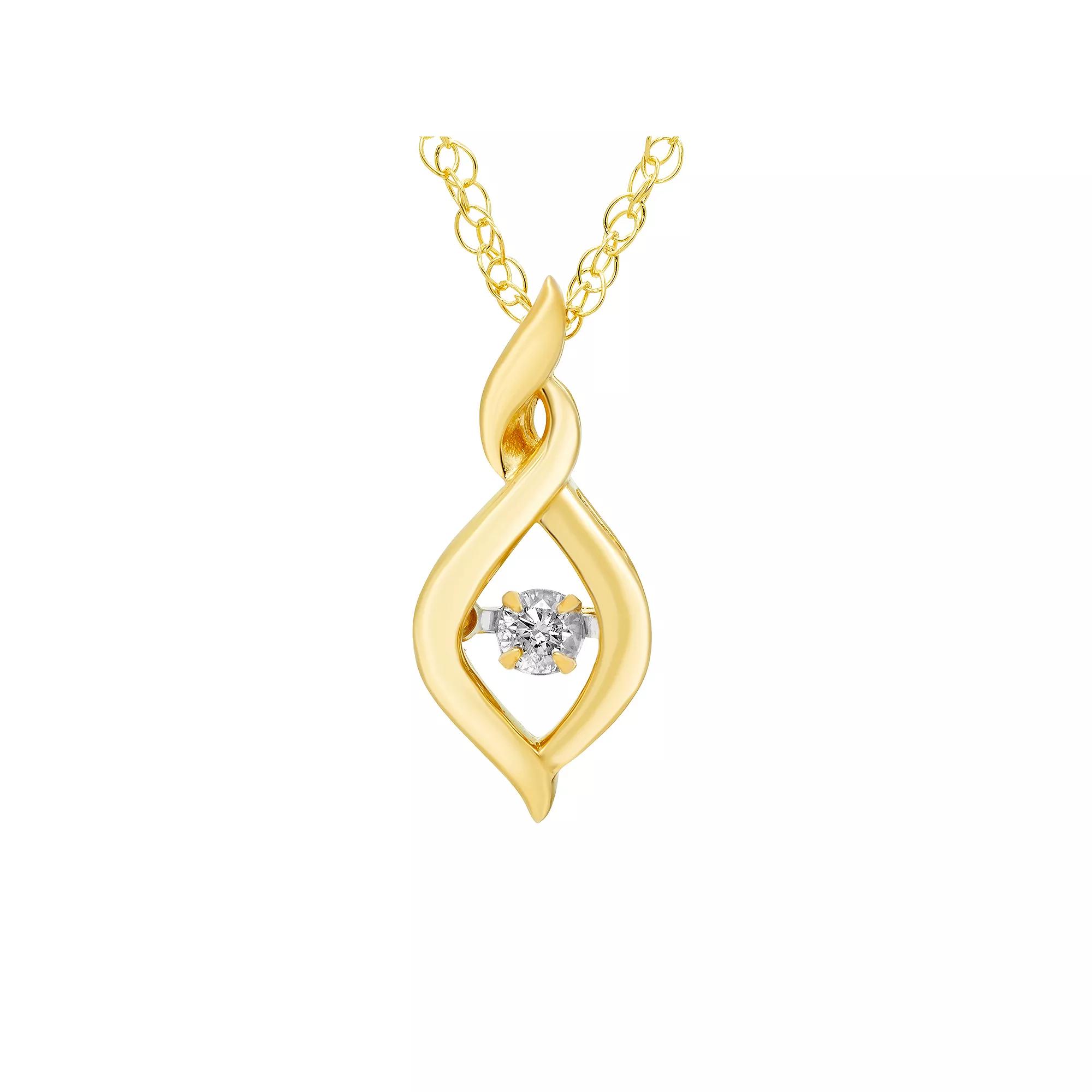 Boston Bay Diamonds Brilliance in Motion Sterling Silver Dancing Diamond Twisted Infinity Pendant, Women's, Size: 18", Gold Tone Product Image