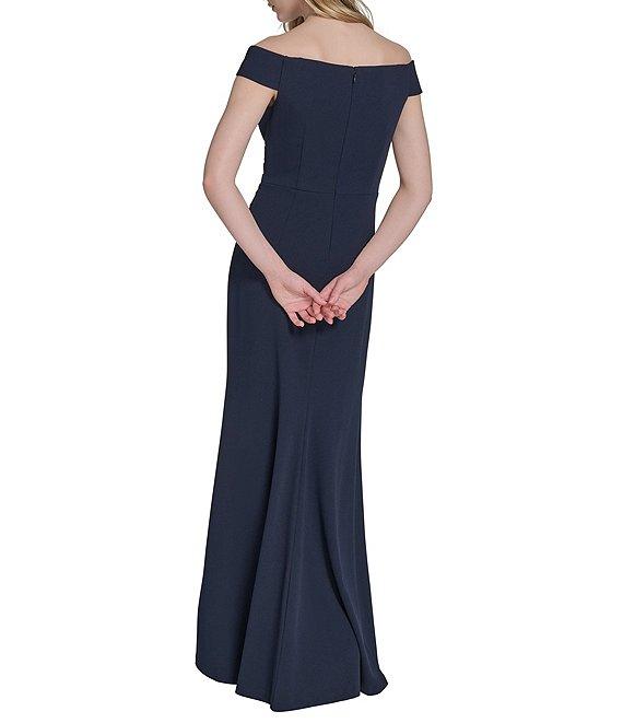 Eliza J Off-the-Shoulder Satin Scuba Crepe Gown Product Image