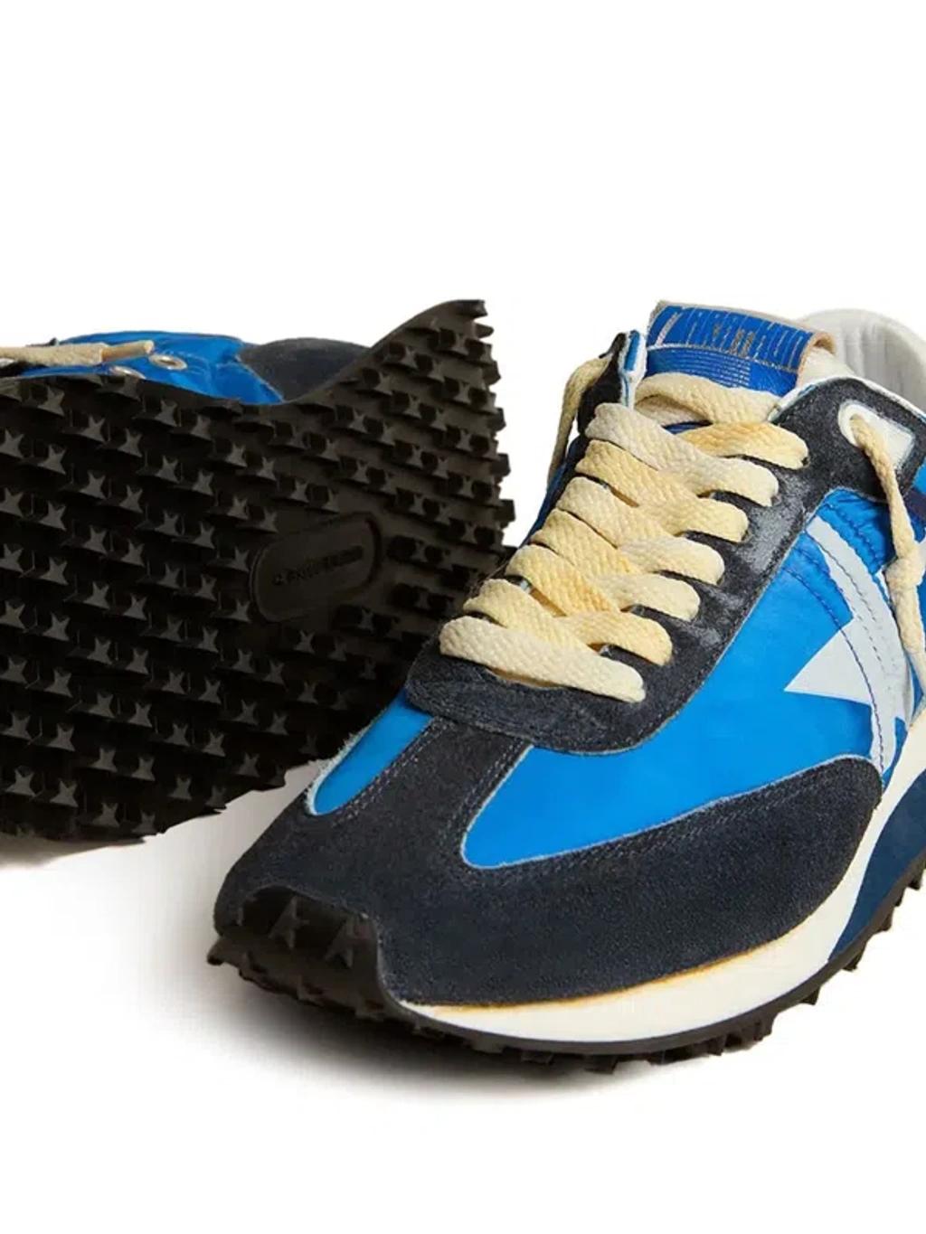 GOLDEN GOOSE Deluxe Brand Running Marathon Nylon Upper Suede Sneakers In Blue Product Image