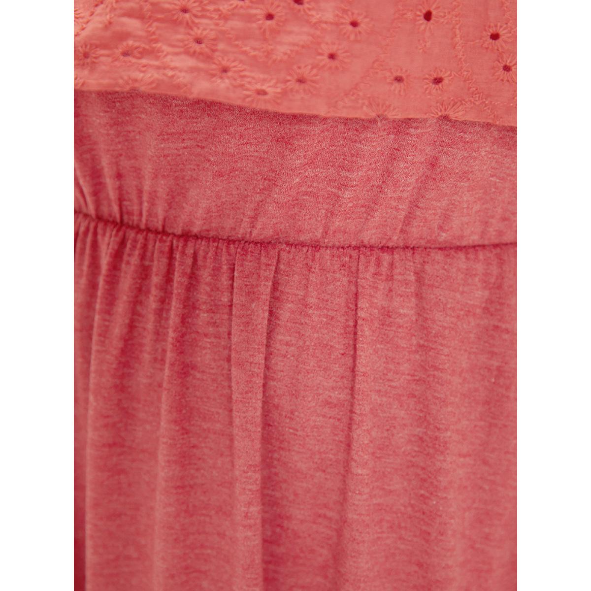 Plus Size Supersoft Essentials Cold Shoulder Broderie Anglaise Layered Dress OrangeRed Women Casual Adjustable Straps Cold Shoulder Short sleeve Curvy Midi Dress BloomChic 14-16/1X Product Image