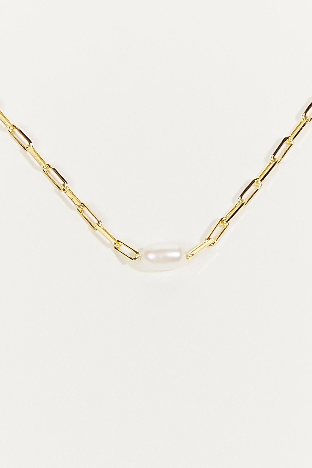 Dainty Pearl Chain Necklace Product Image