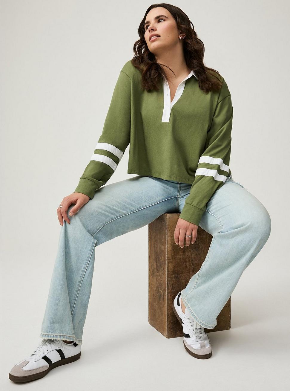 Cropped V-Neck Rugby Top Product Image