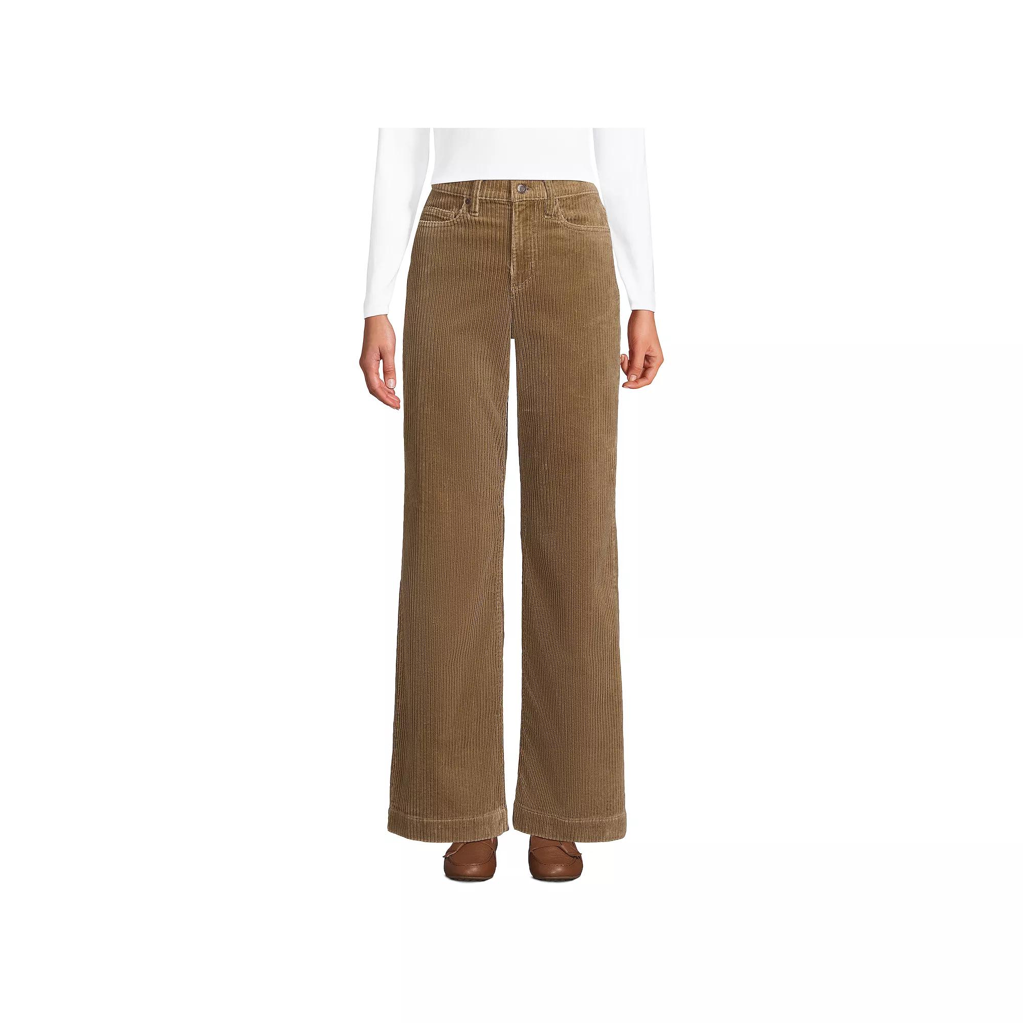 Women's Lands' End High Rise Wide Leg Corduroy Pants,  Product Image