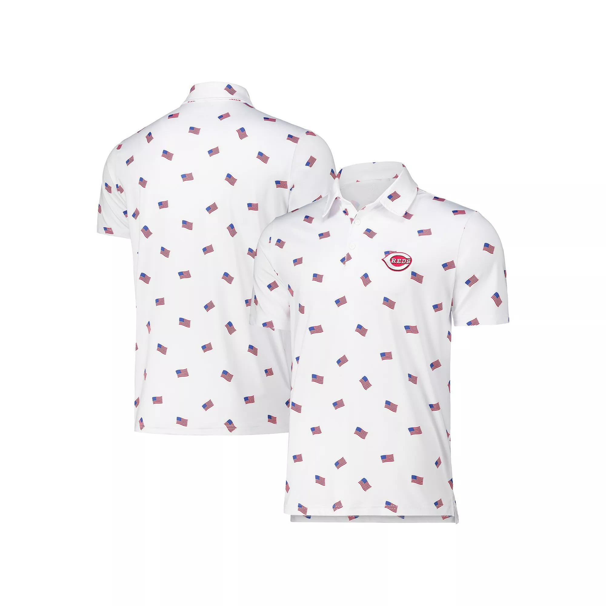 Men's Antigua White Cincinnati Reds  Americana Polo, Size: XL, Red White Product Image