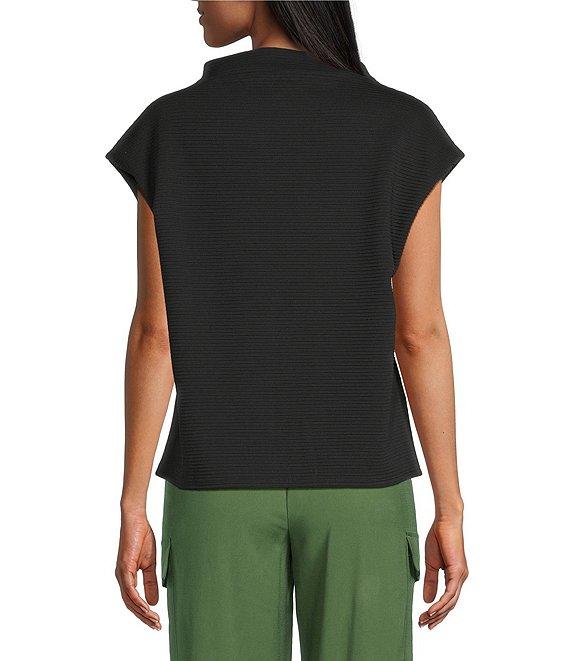Investments Petite Size Knit Short Sleeve High Neck Ottoman Top Product Image