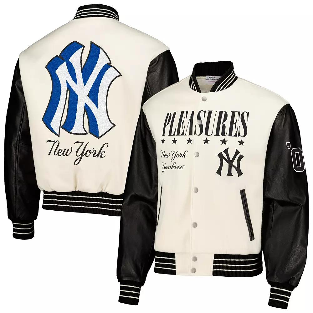 Men's White New York Yankees Full-Snap Varsity Jacket, Size: XL Product Image