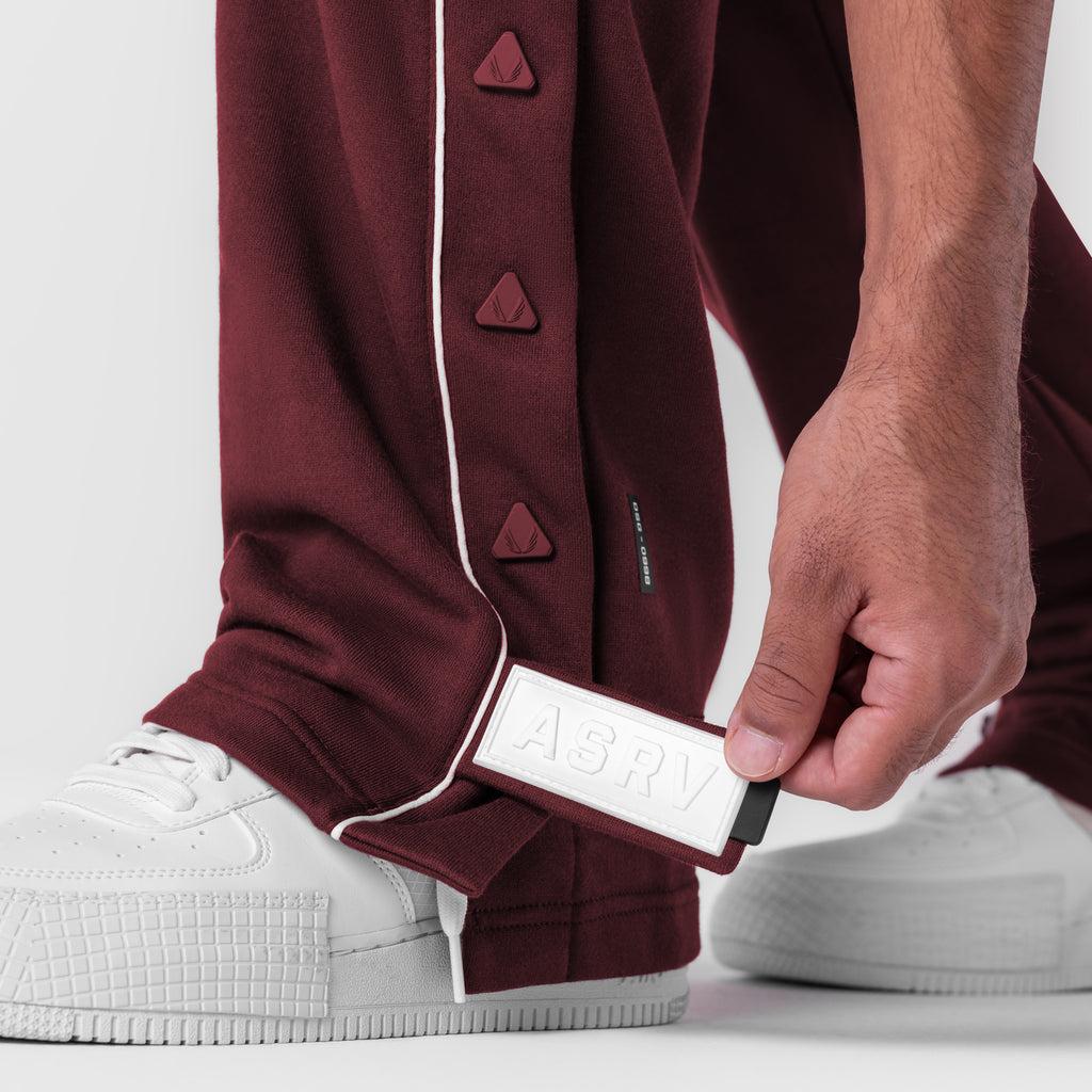 0998. Herringbone Terry Snap Button Sweats - Crimson Product Image