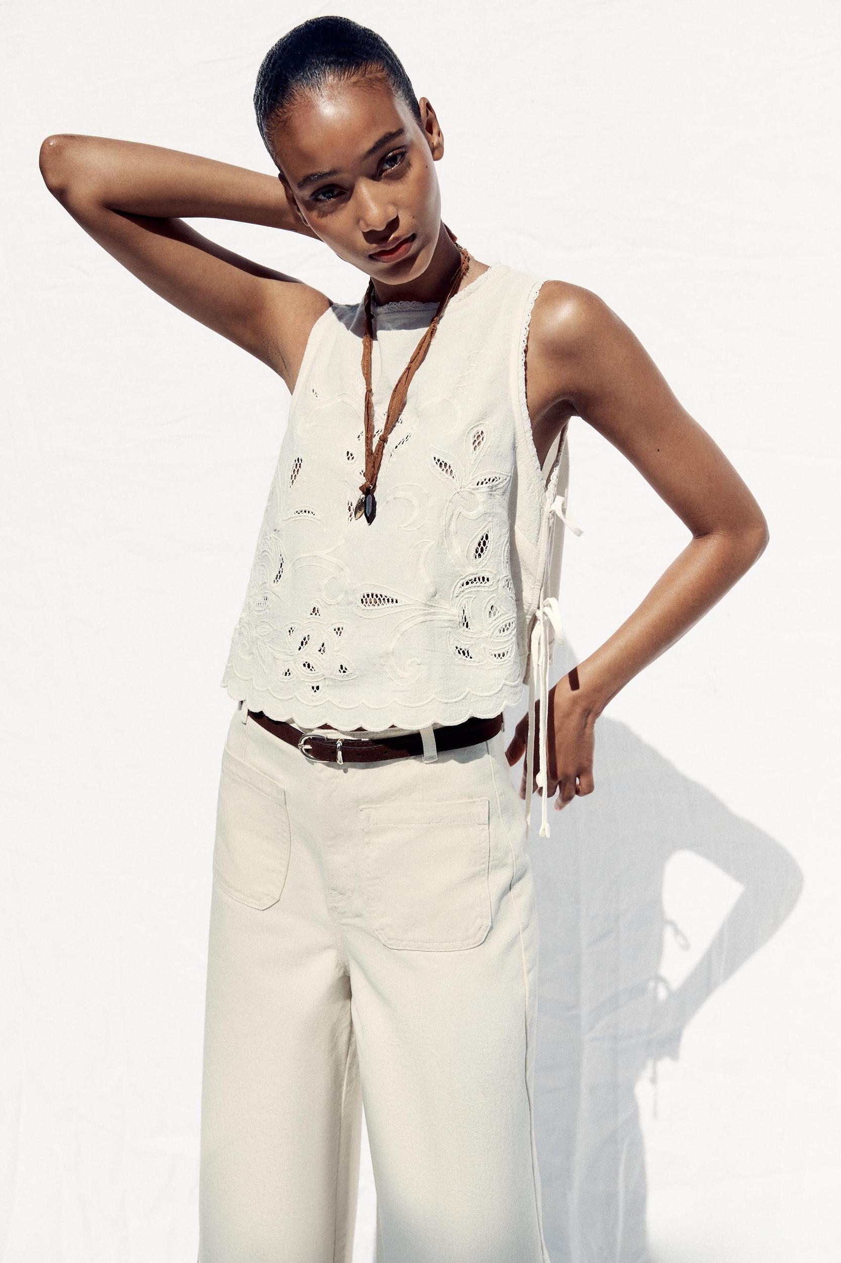 EMBROIDERED TIE TOP Product Image