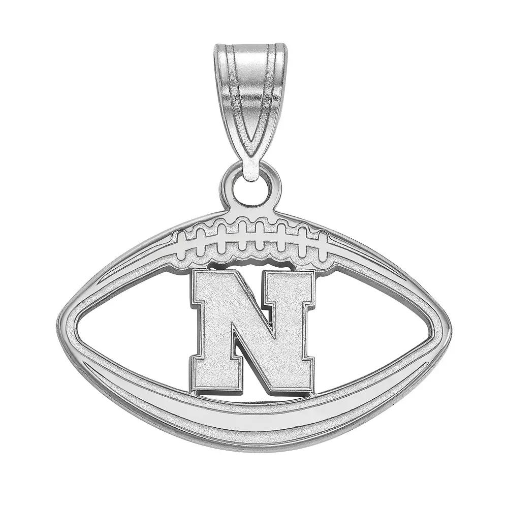 LogoArt Nebraska Cornhuskers Sterling Silver Football Pendant, Women's, Size: 20MM Product Image