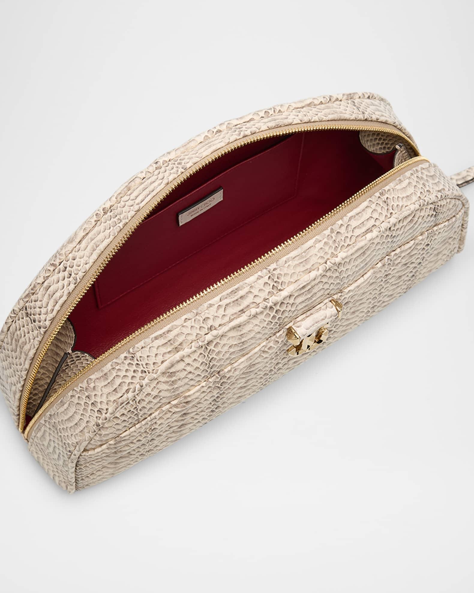 Avenue Quilted Snakeskin-Print Leather Pouch Product Image