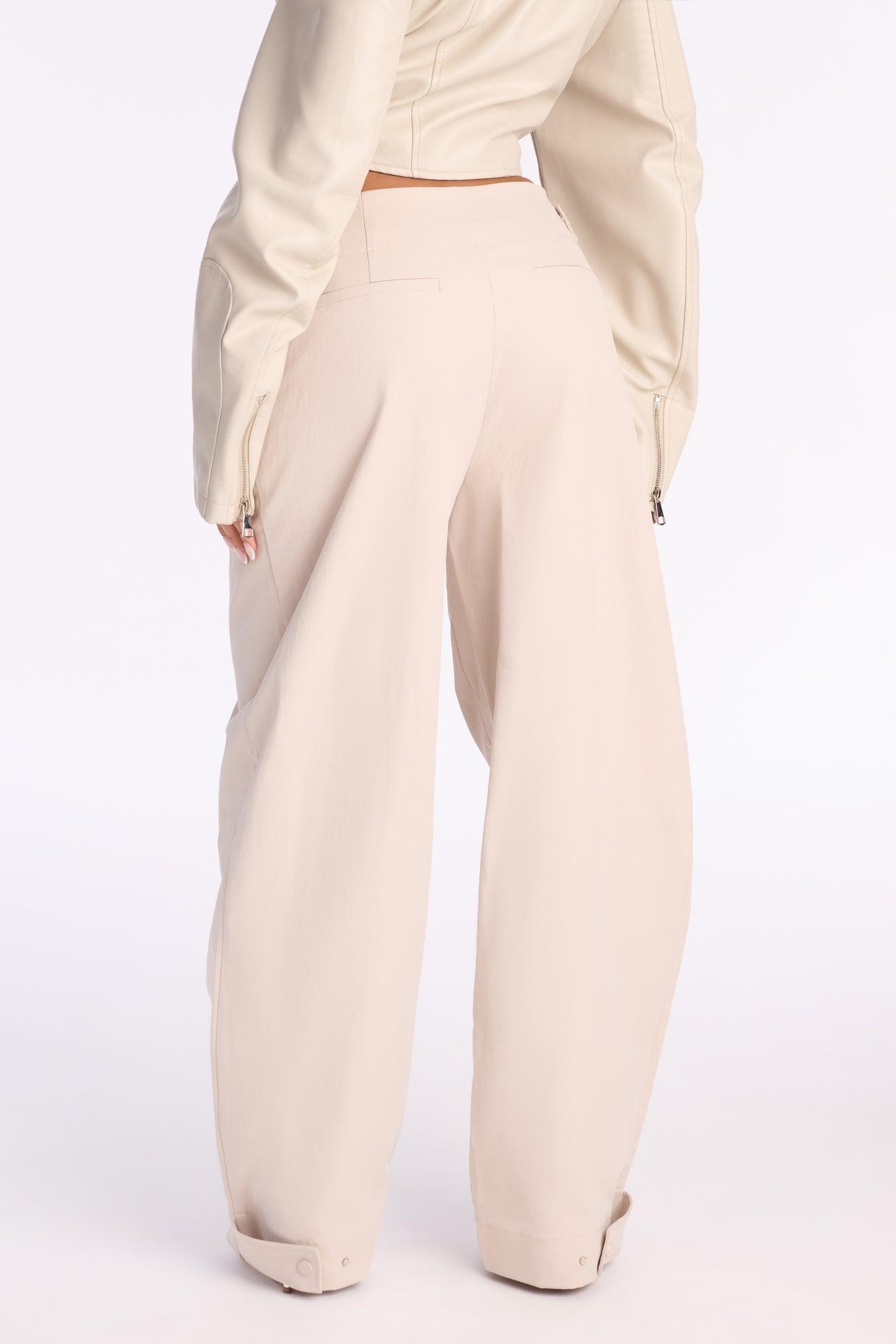Cami Wide Leg Brushed Twill Pant 32″ - Stone Female Product Image