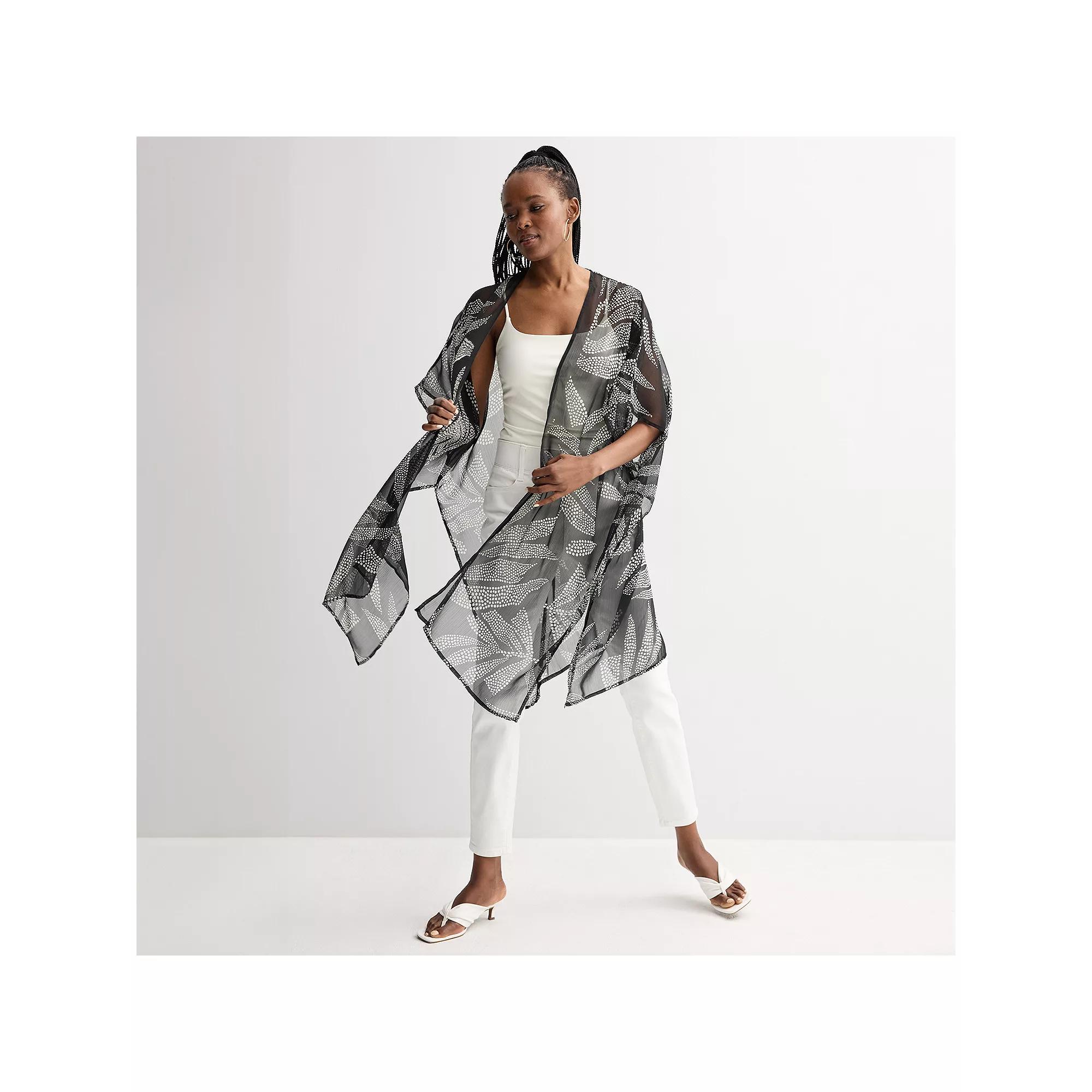 Women's Nine West Tropical Printed Topper, Black White Product Image