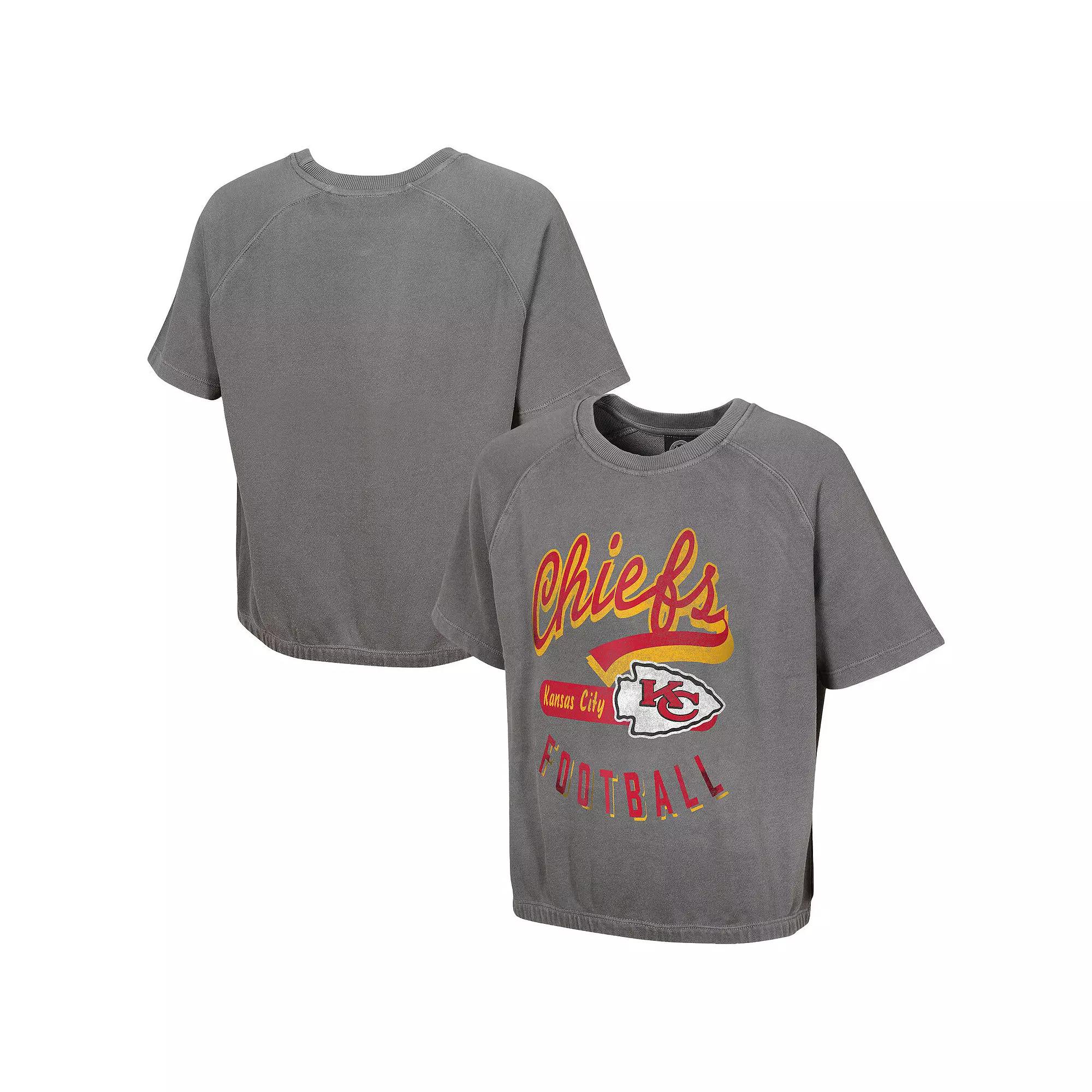 Women's Gray Kansas City Chiefs Mineral Wash Short Sleeve Top,  Product Image