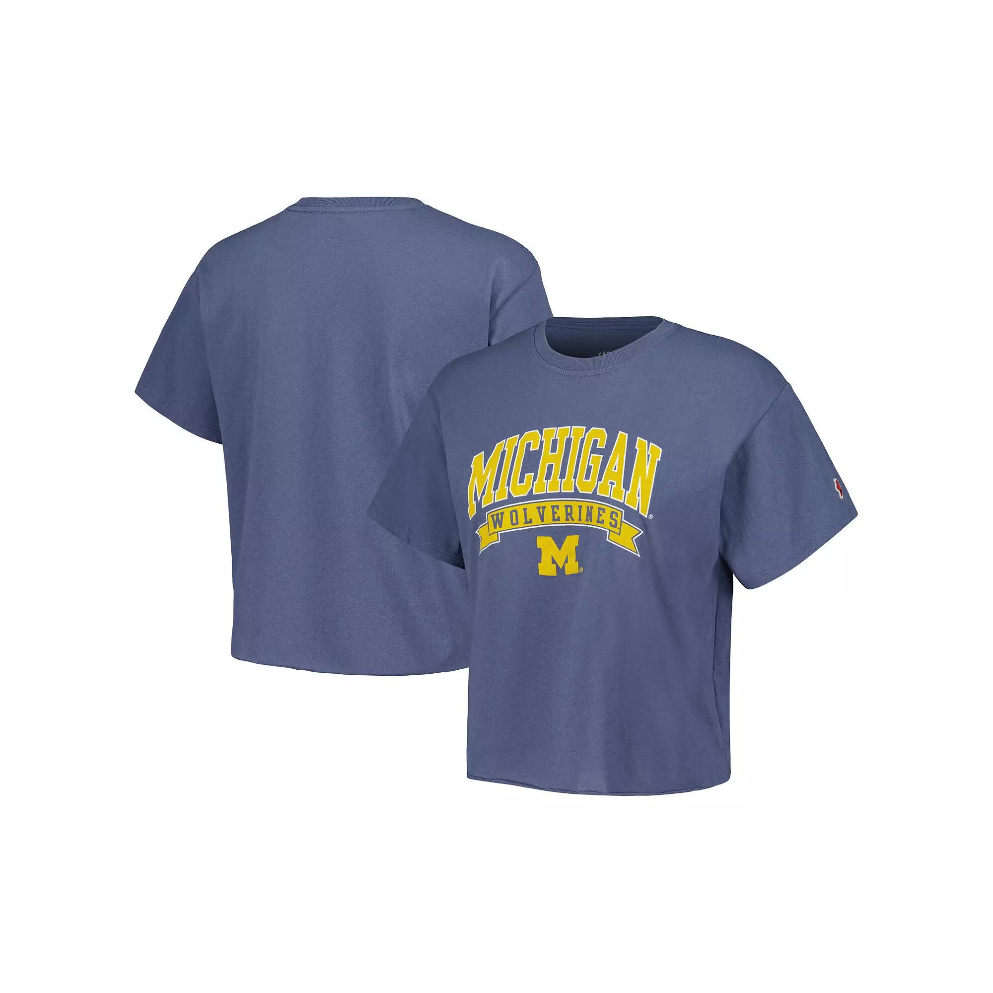 Women's League Collegiate Wear Navy Michigan Wolverines Banner Clothesline Cropped T-Shirt, Size: XL, Blue Product Image