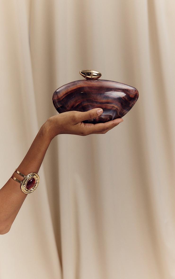 Brown Gradient Shell Hard Clutch Bag Product Image