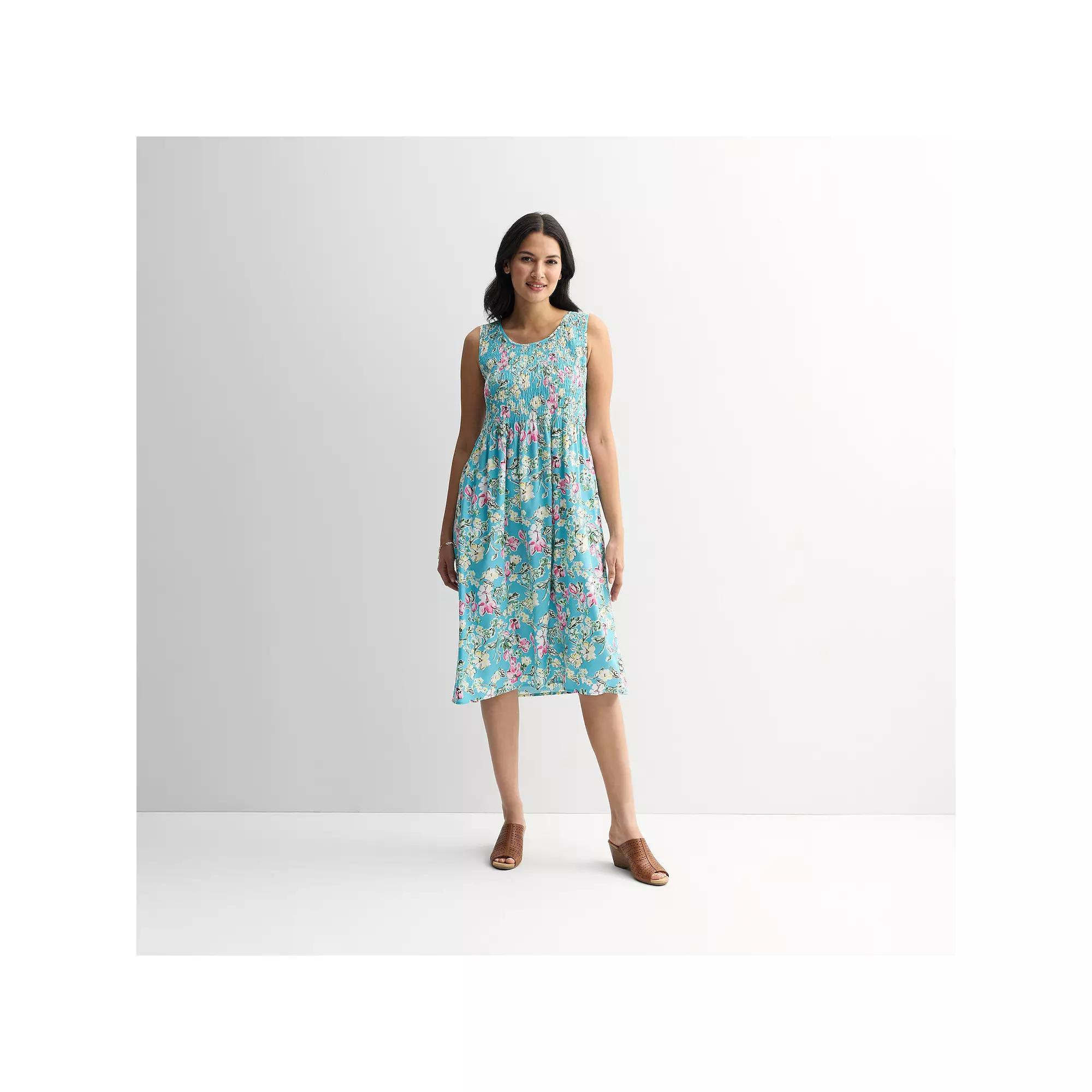 Petite Croft & Barrow® Smocked Midi Dress, Women's,  Product Image