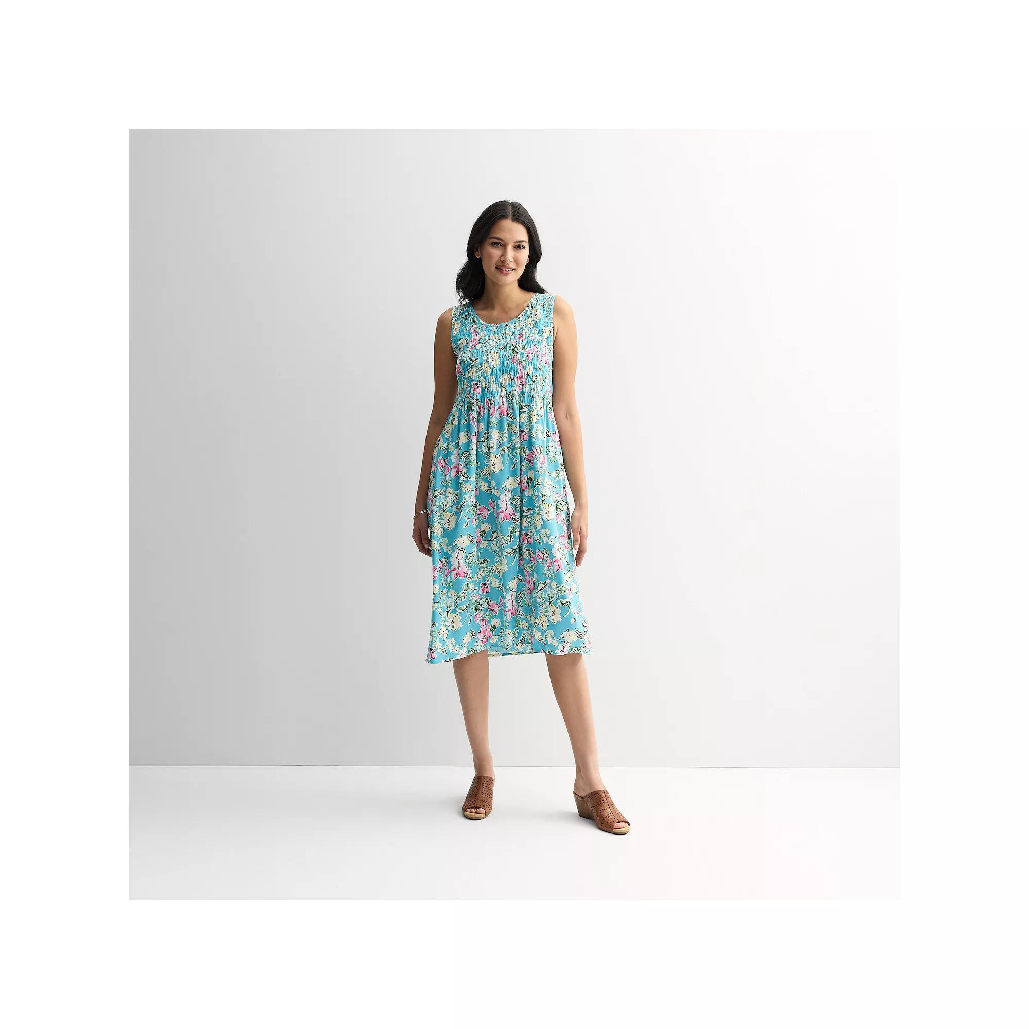 Petite Croft & Barrow® Smocked Midi Dress, Women's,  Product Image