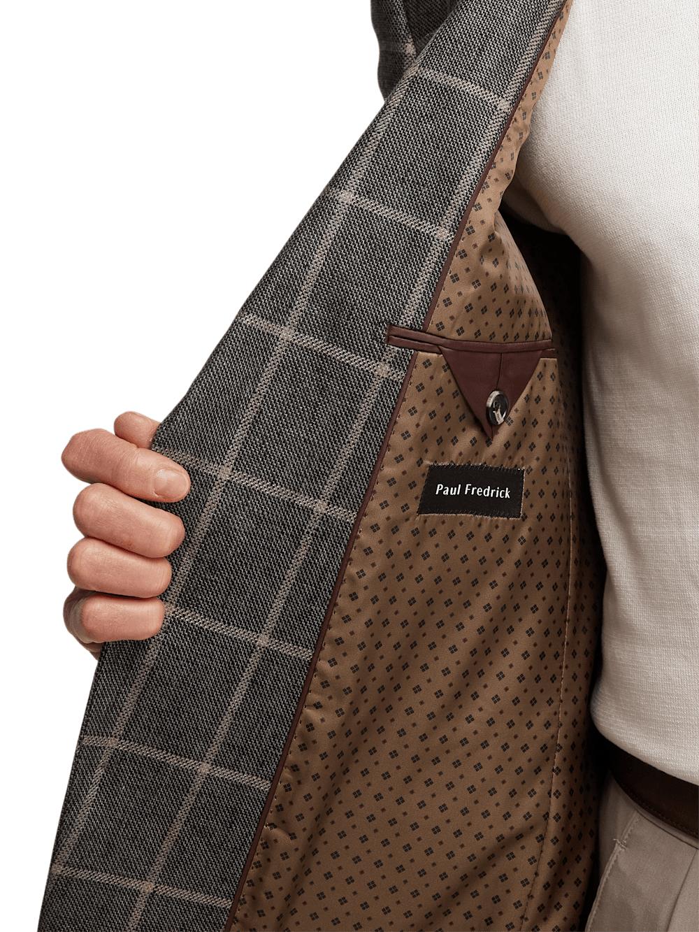 Linen Windowpane Single Breasted Notch Lapel Sport Coat - Charcoal Product Image