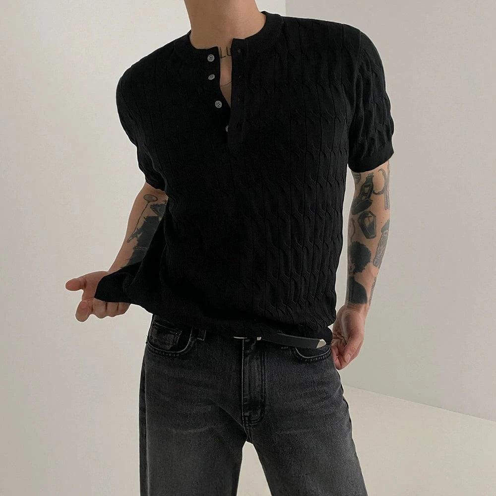 RT No. 18177 KNIT HENRY COLLAR SHORT SLEEVE Product Image