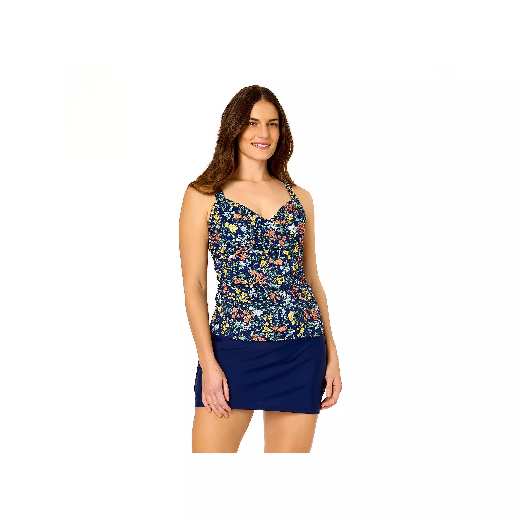 Women's Lands' End Shirred Twist Frame Tankini Swim Top, Size: XL, Summer Garden Product Image