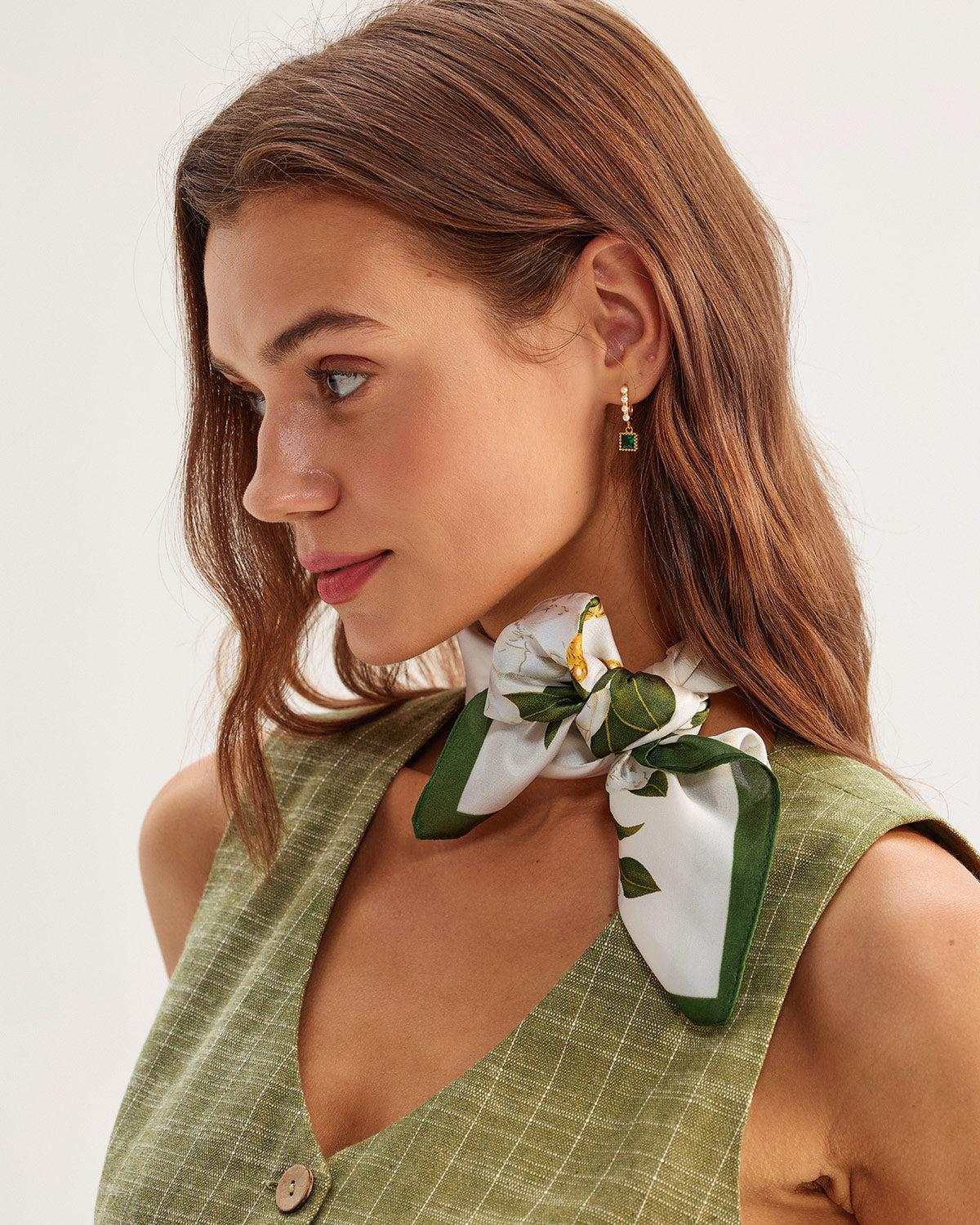 White Floral Satin Scarve Product Image