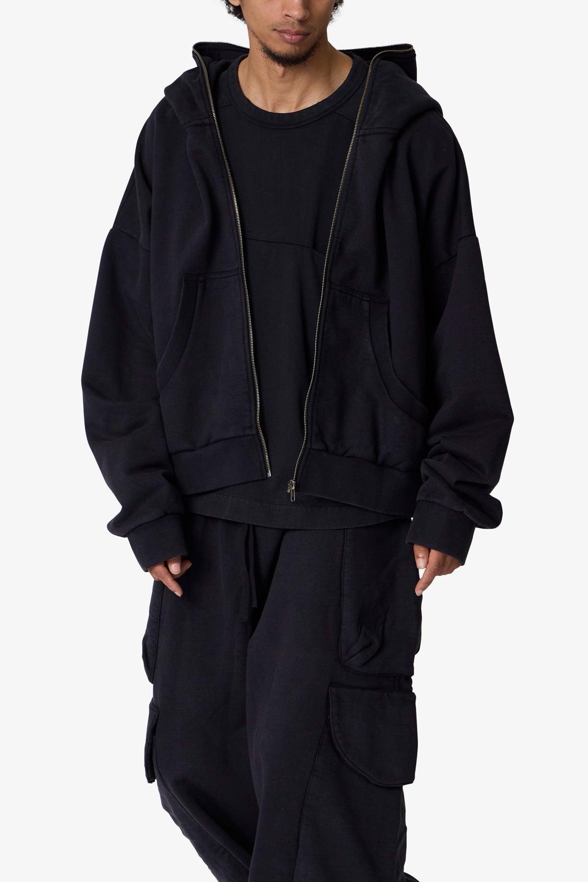 Full Zip Hoodie - Washed Black Product Image