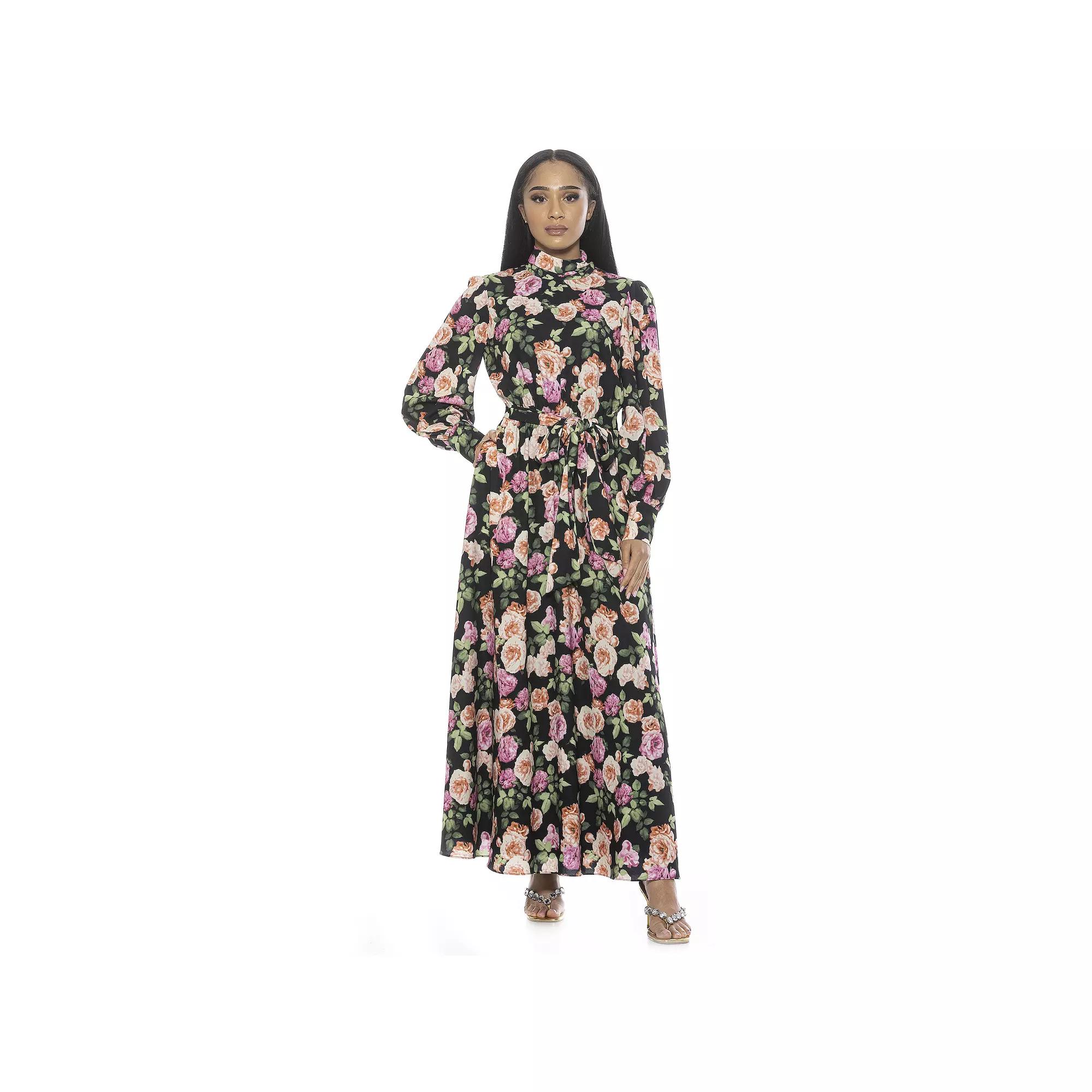 Women's ALEXIA ADMOR Isaliah Mockneck Blouson Sleeve Maxi Dress,  Product Image