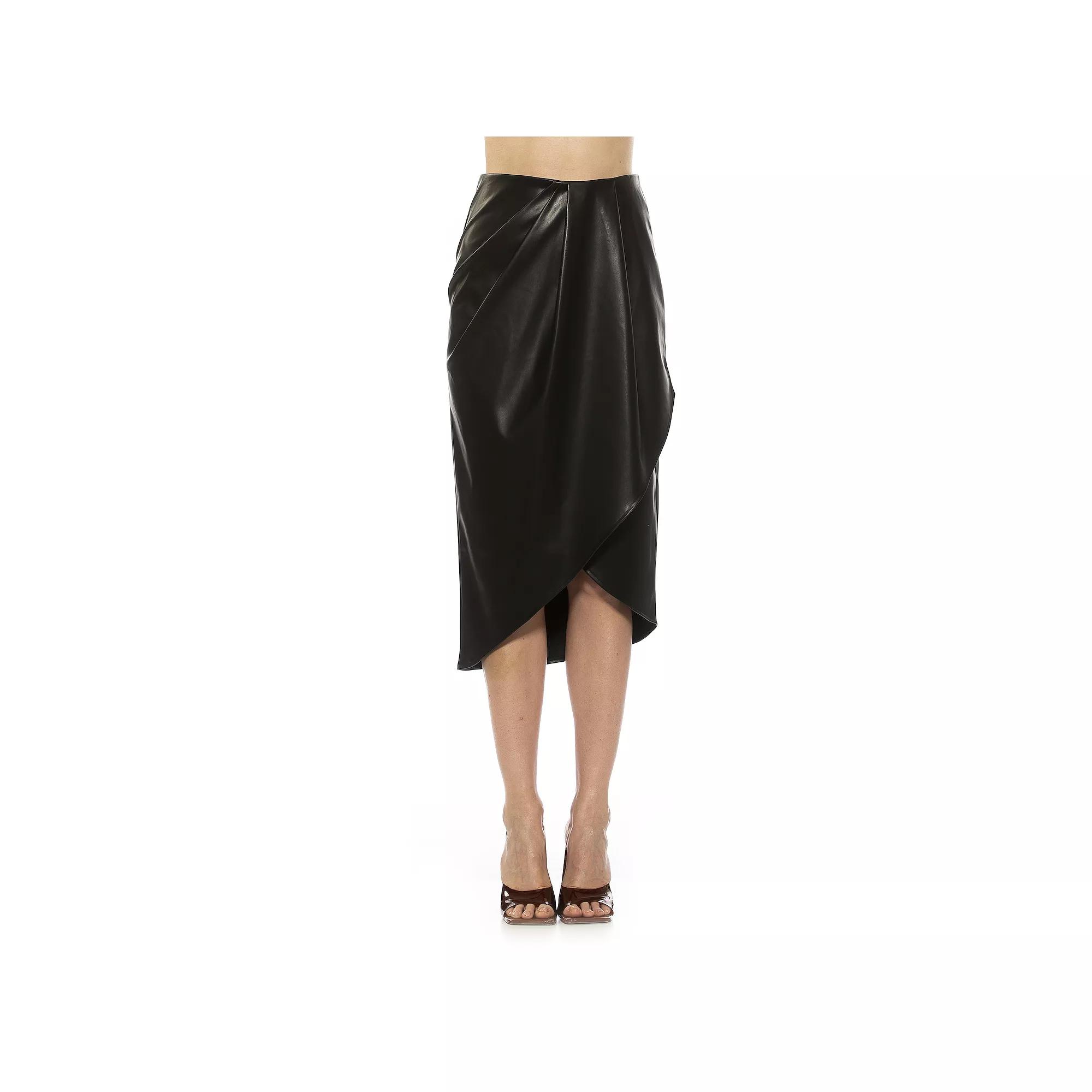 Women's ALEXIA ADMOR Kai Draped Midi Length Skirt, Size: 12, Black Product Image
