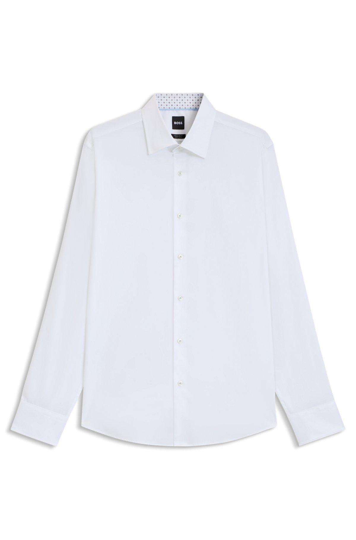 BOSS - Regular-fit shirt in easy-iron cotton poplin - White Product Image