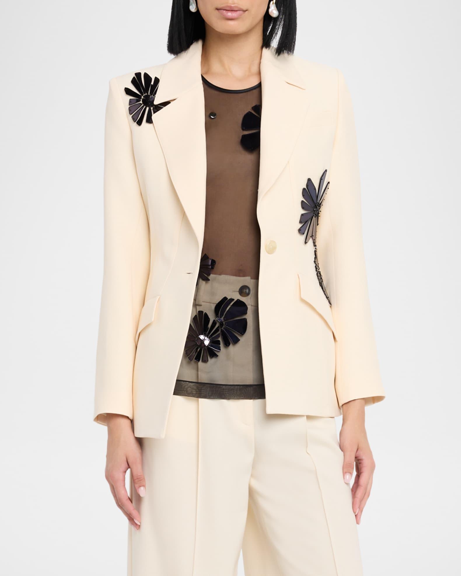 Bianca Flower Embroidered Single-Breasted Blazer Product Image