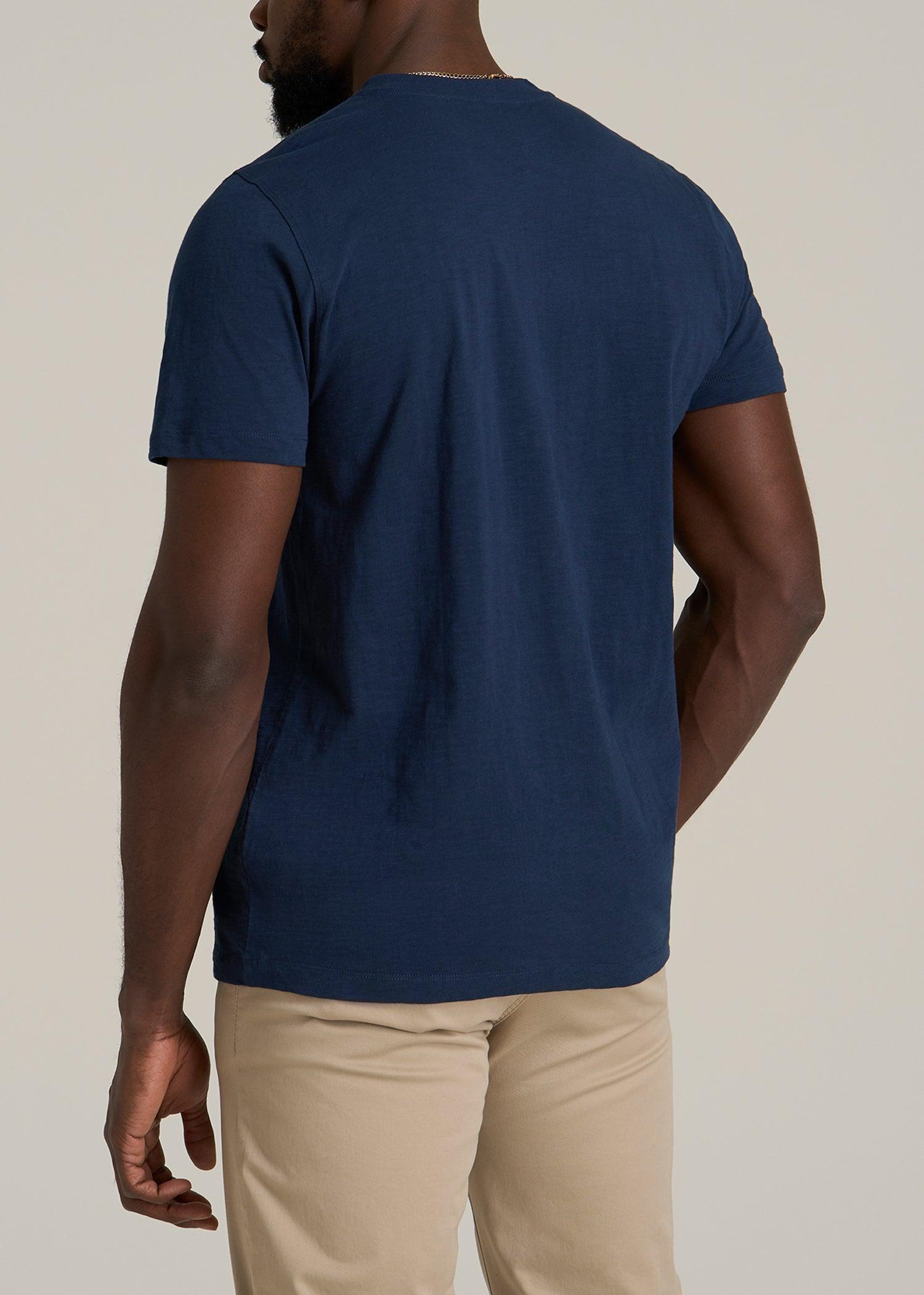 Sunwashed Short Sleeve Slub Henley for Tall Men in Regal Blue Male Product Image