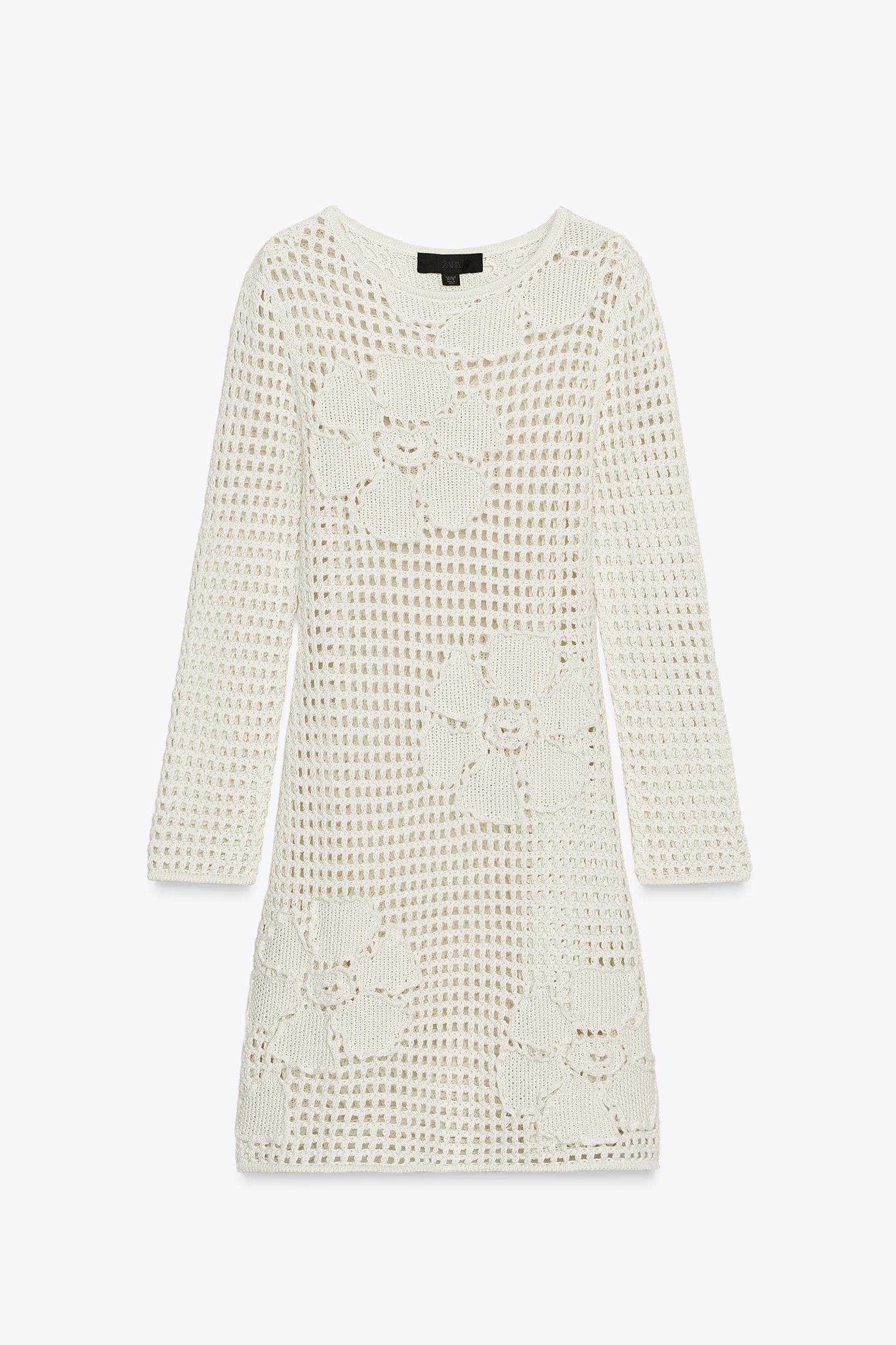 FLORAL CROCHET KNIT DRESS Product Image