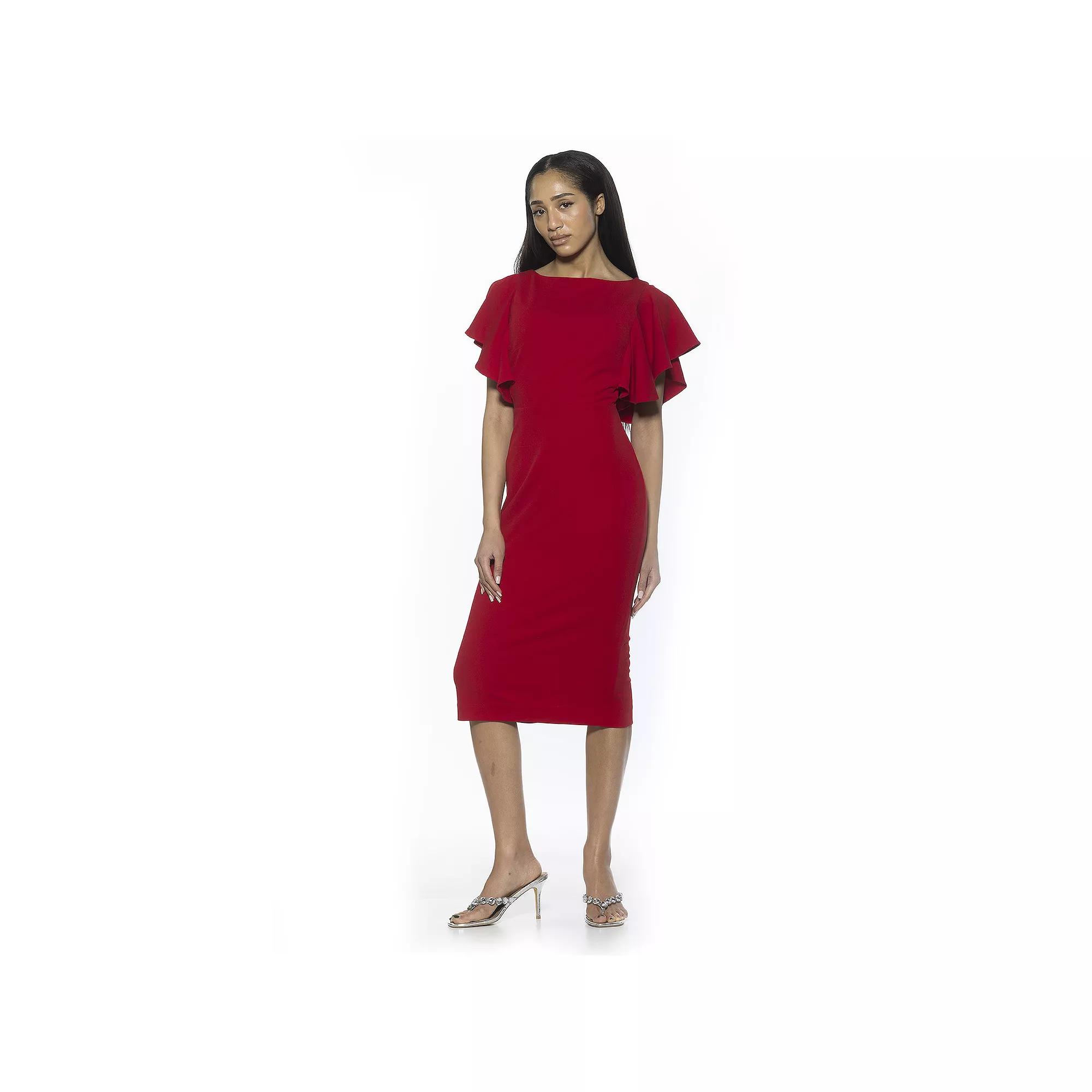 Women's ALEXIA ADMOR Sherri Boatneck Ruffle Sleeve Midi Sheath Dress,  Product Image