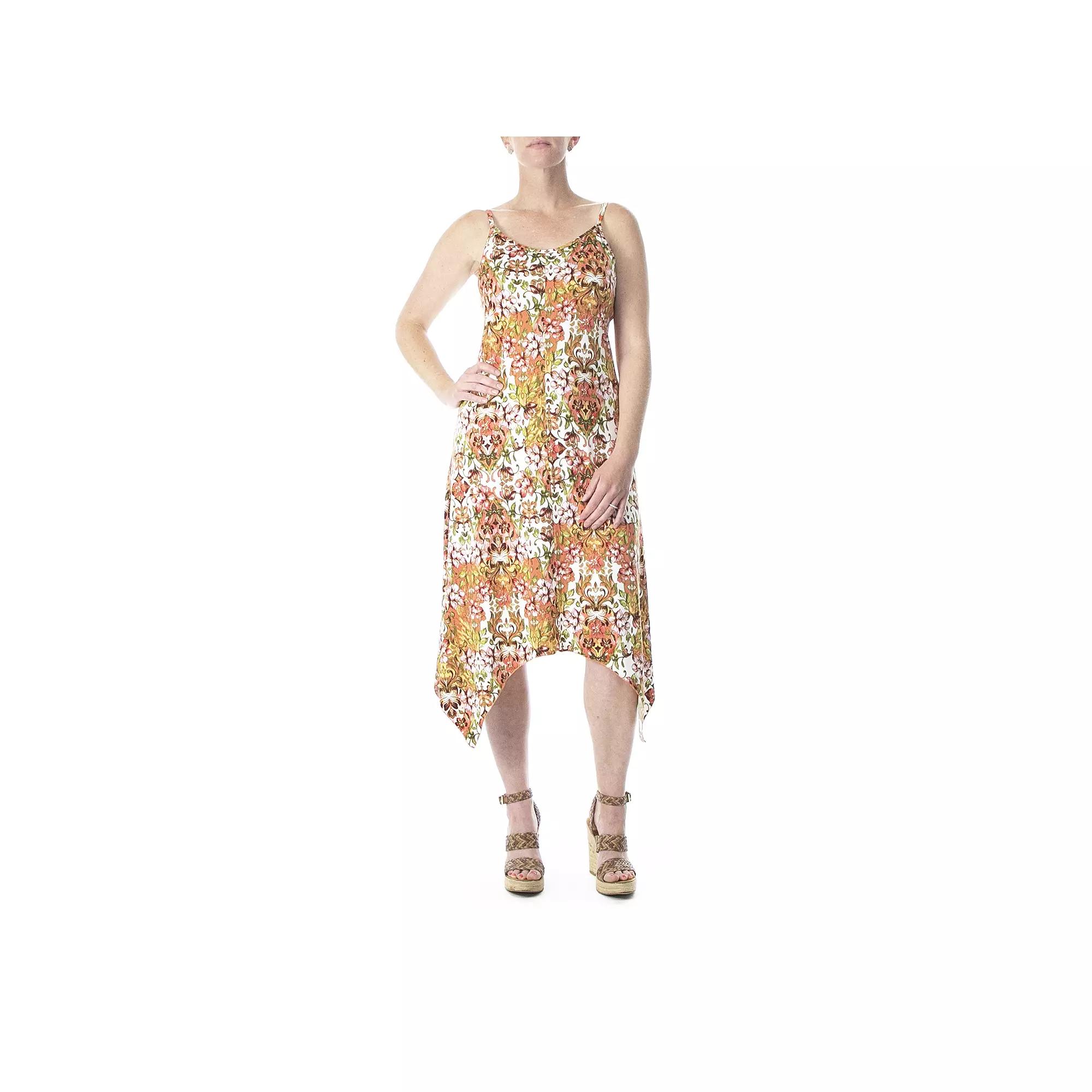 Women's Nina Leonard Print Shark-Bite Hem Midi Dress, Size: Medium, Sunset Team Product Image