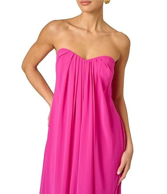 Adrianna Evening by Adrianna Papell Chiffon Pleated Strapless Sheath Long Dress Product Image
