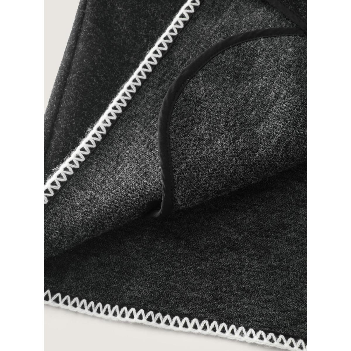 Plus Size Wide Lapel Color Contrast Cropped Jacket Women Black Texture Slanted pocket Casual Jackets BloomChic 18-20/2X Product Image