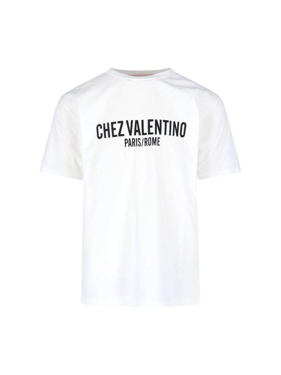 VALENTINO Cotton Crew Neck T-shirt With Graphic Print In White Product Image