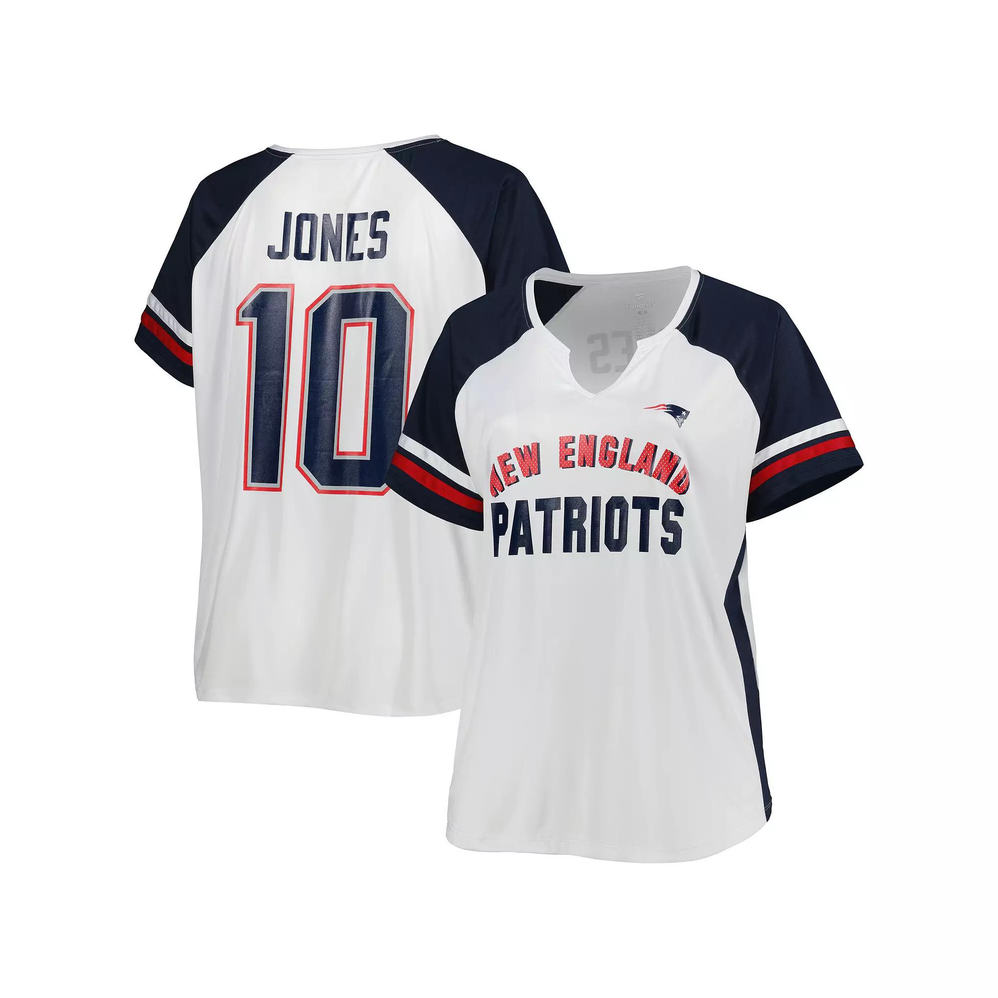 Women's Mac Jones White New England Patriots Plus Size Notch Neck T-Shirt, Size: 2XL Product Image