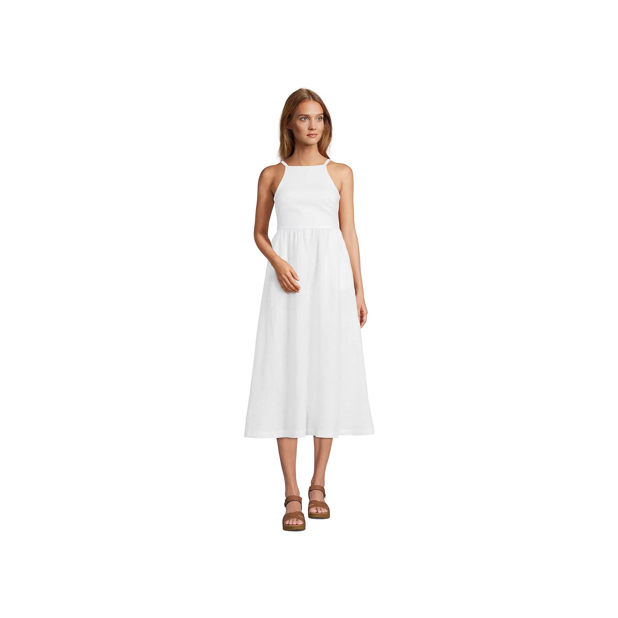 Women's Lands' End Linen Sleeveless Halter Midi Dress,  Product Image