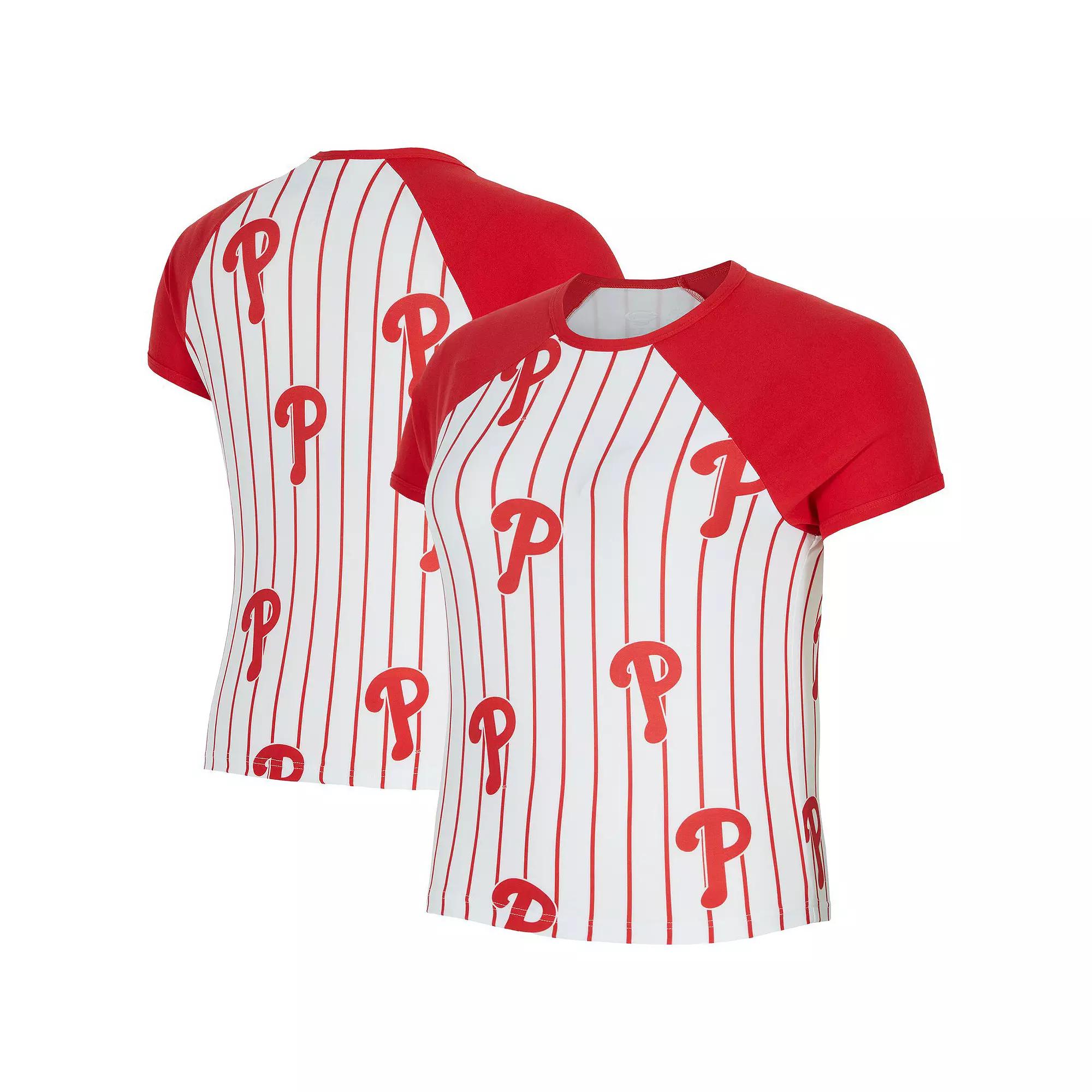 Women's Concepts Sport  White Philadelphia Phillies Outbound Pinstripe Raglan T-Shirt, Size: Medium Product Image