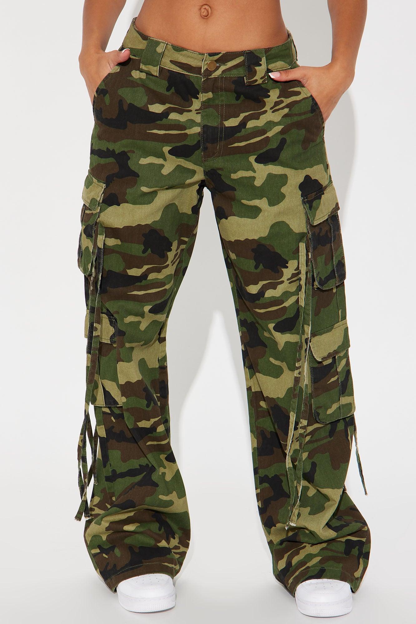 Golden Hour Wide Leg Camo Cargo Pant - Olive/combo Product Image