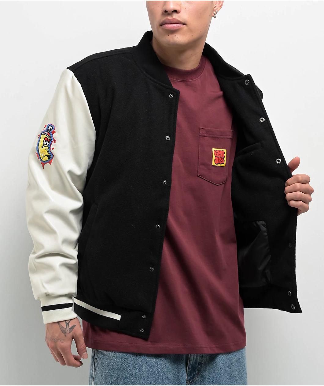 Empyre Cat A Tat Black & Cream Varsity Jacket Product Image