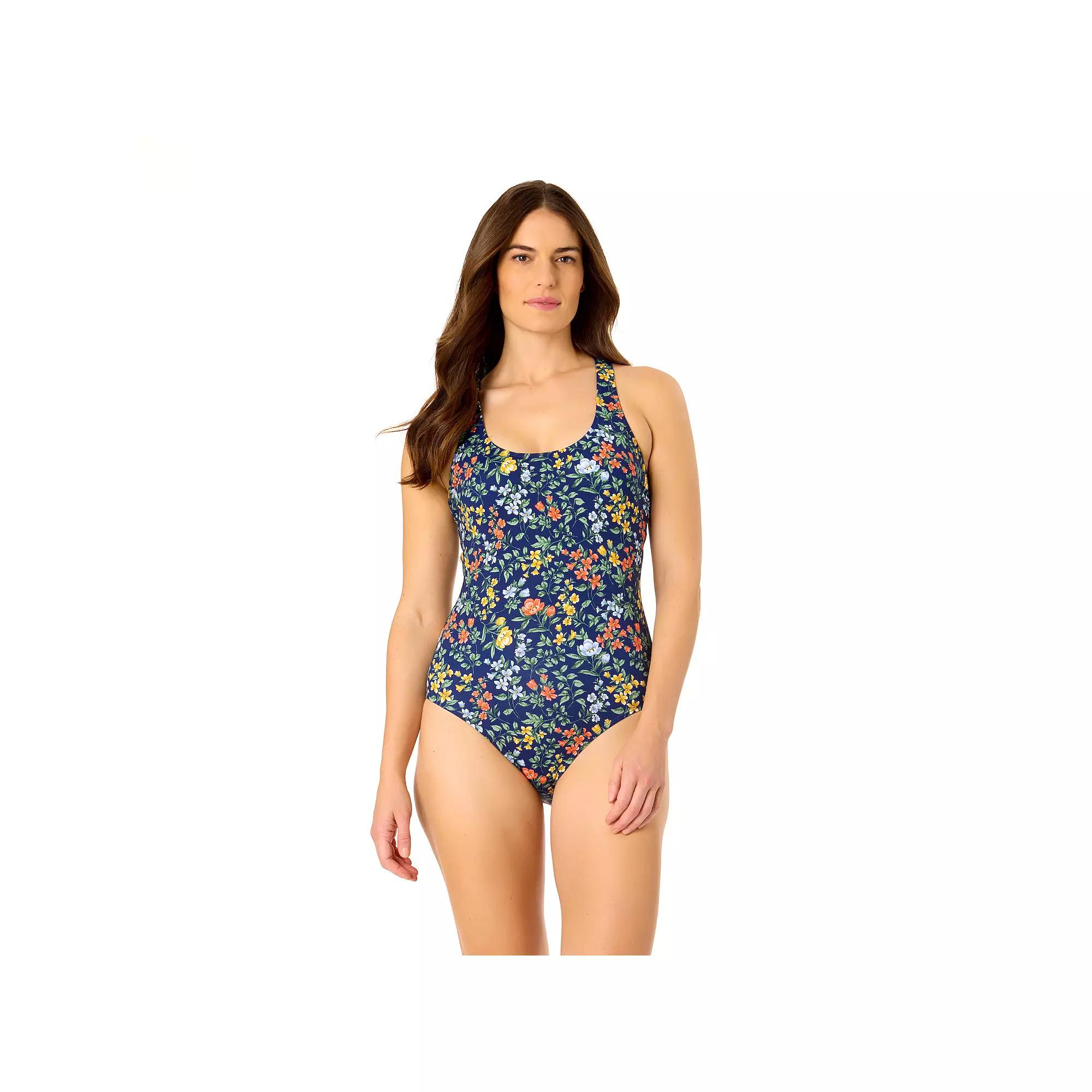 Women's Lands' End Tugless One-Piece Swimsuit, Size: Small, Summer Garden Product Image