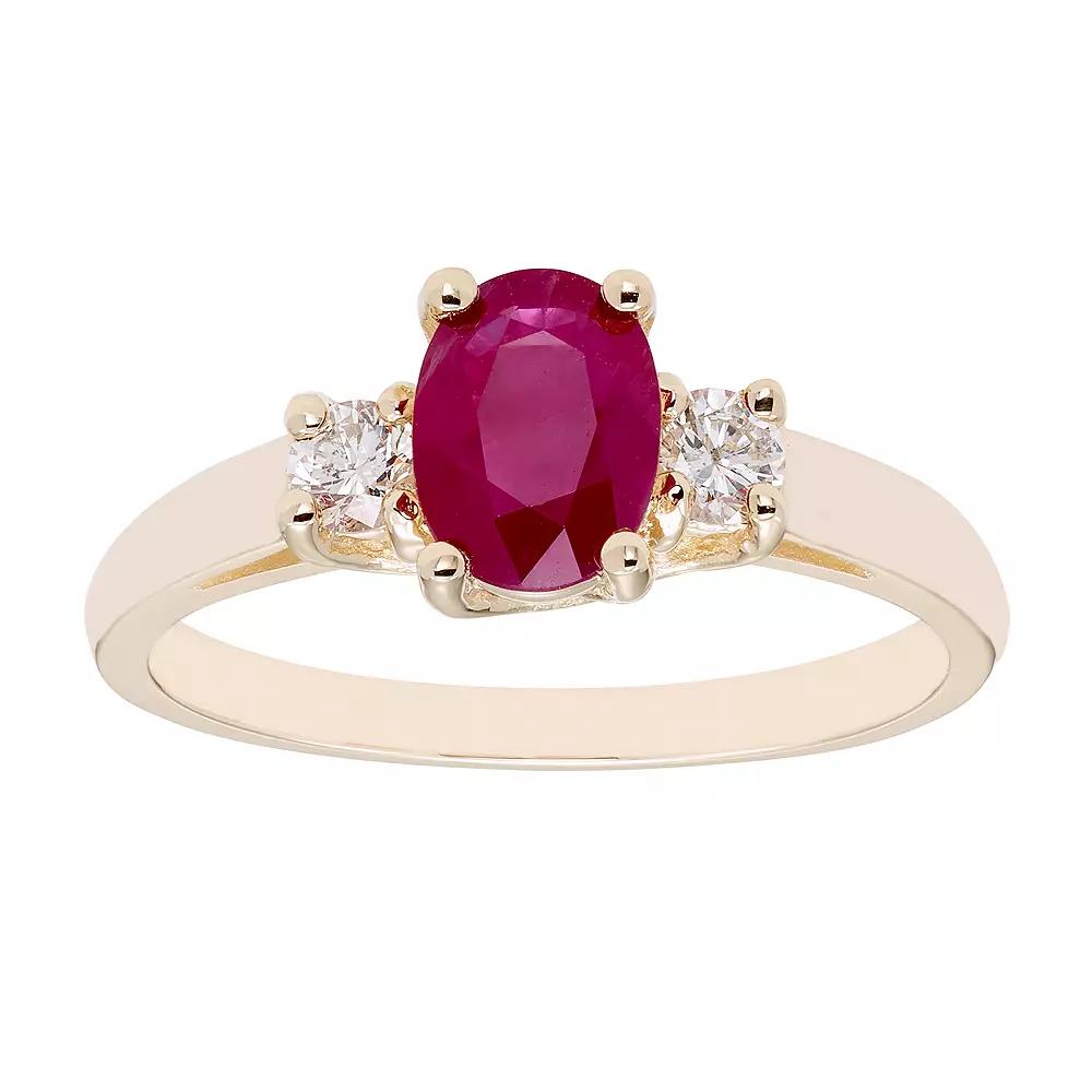 The Regal Collection 14k White Gold Ruby & 1/5 Carat T.W. Diamond 3-Stone Ring, Women's, Size: 8, 14k Gold Product Image