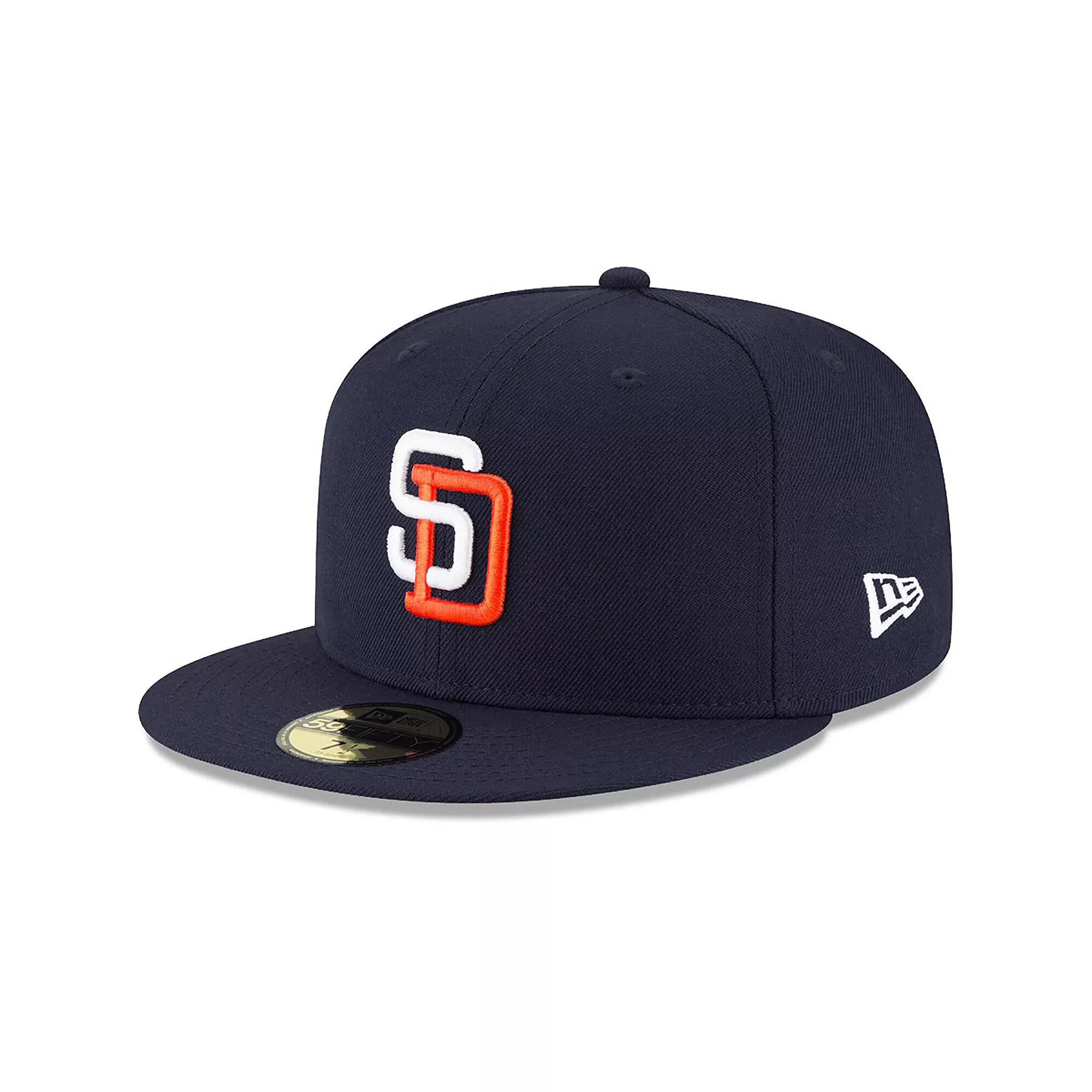 Men's New Era Navy San Diego Padres Cooperstown Collection Wool 59FIFTY Fitted Hat, Size: 7 3/8, Blue Product Image