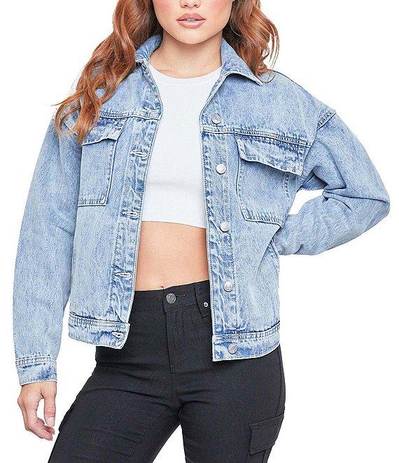 YMI Jeanswear Oversized Utility Denim Jacket Product Image