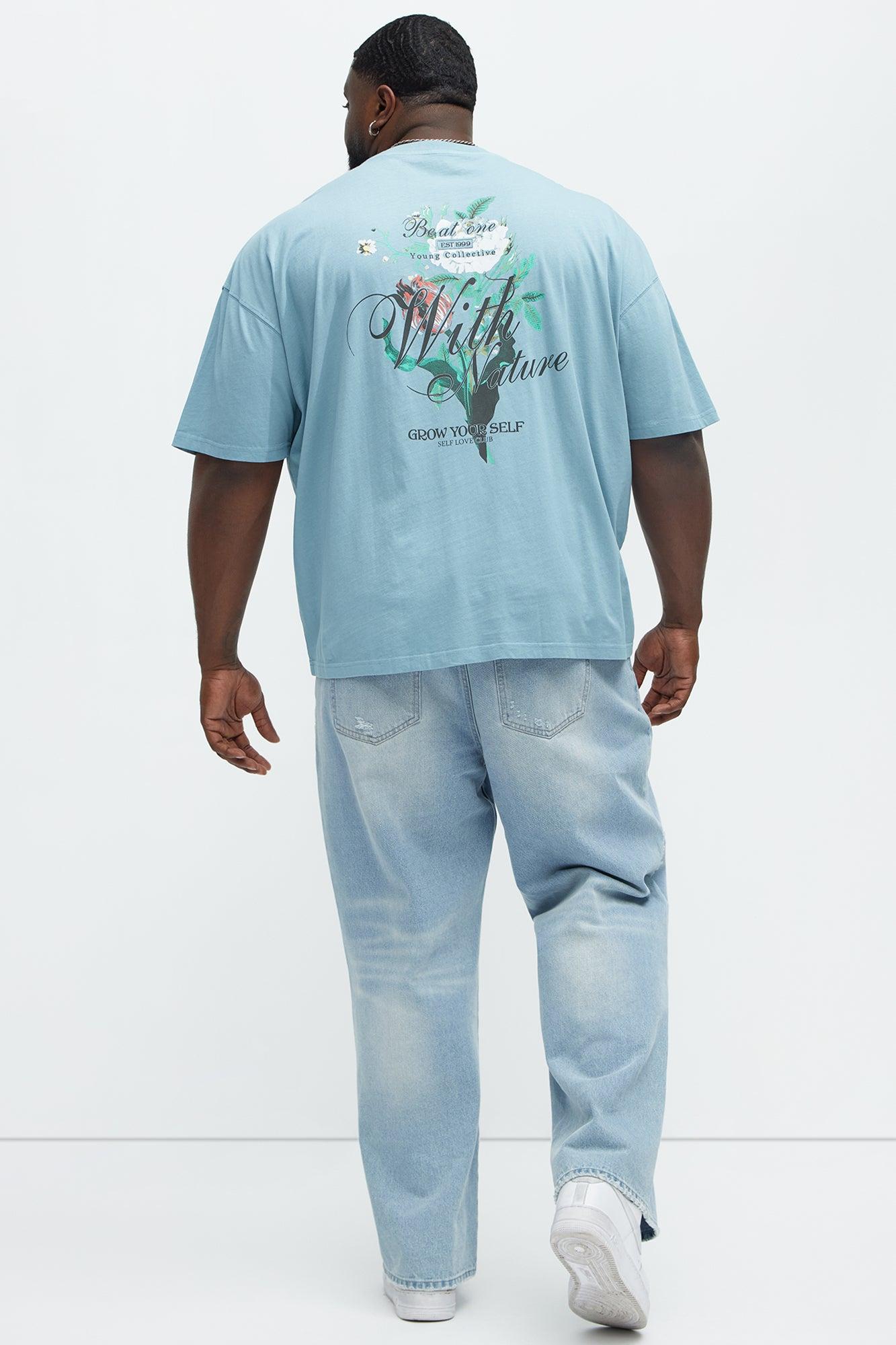 With Nature Oversized Short Sleeve Tee - Light Blue Product Image