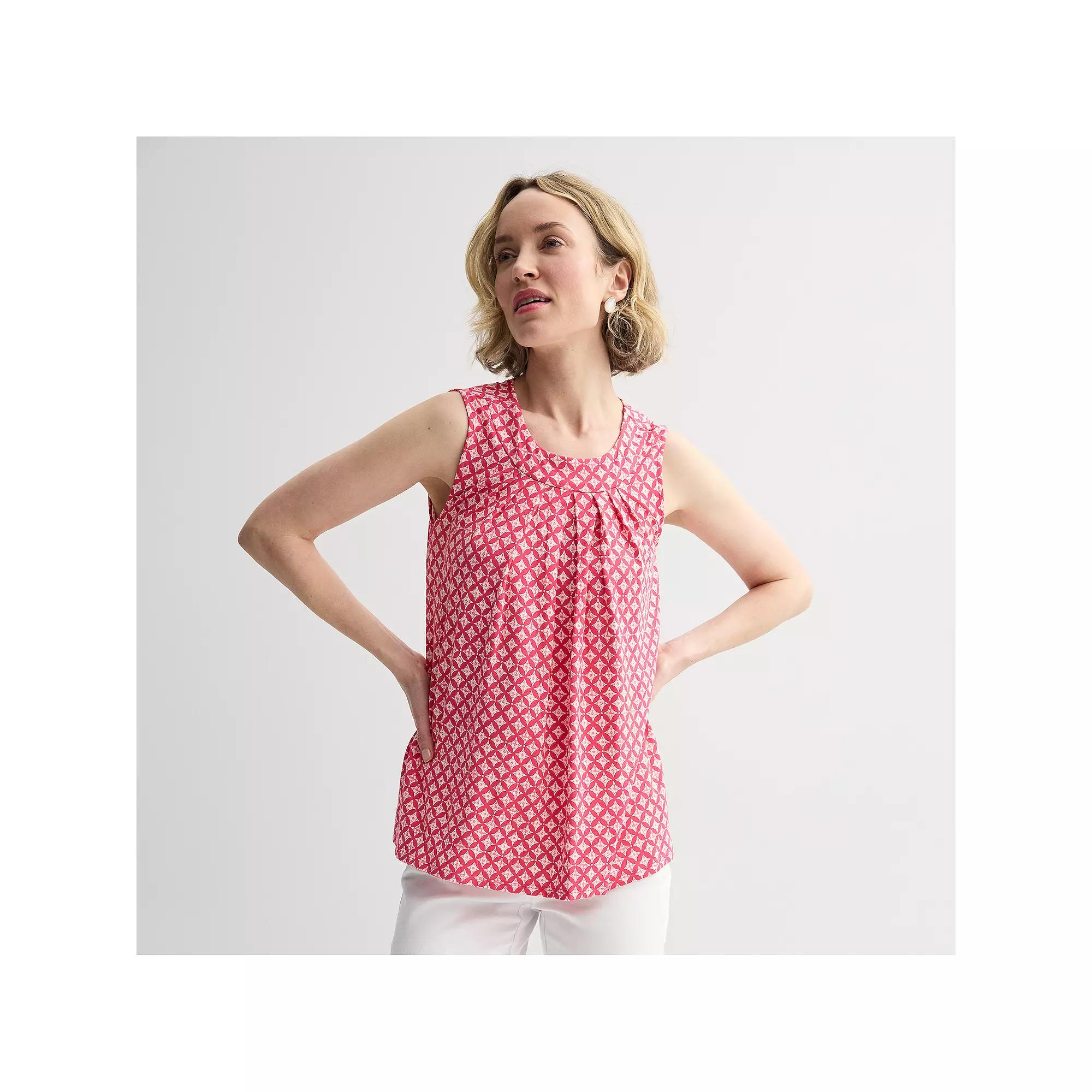 Petite Croft & Barrow® Pleated Tank Top, Women's,  Product Image