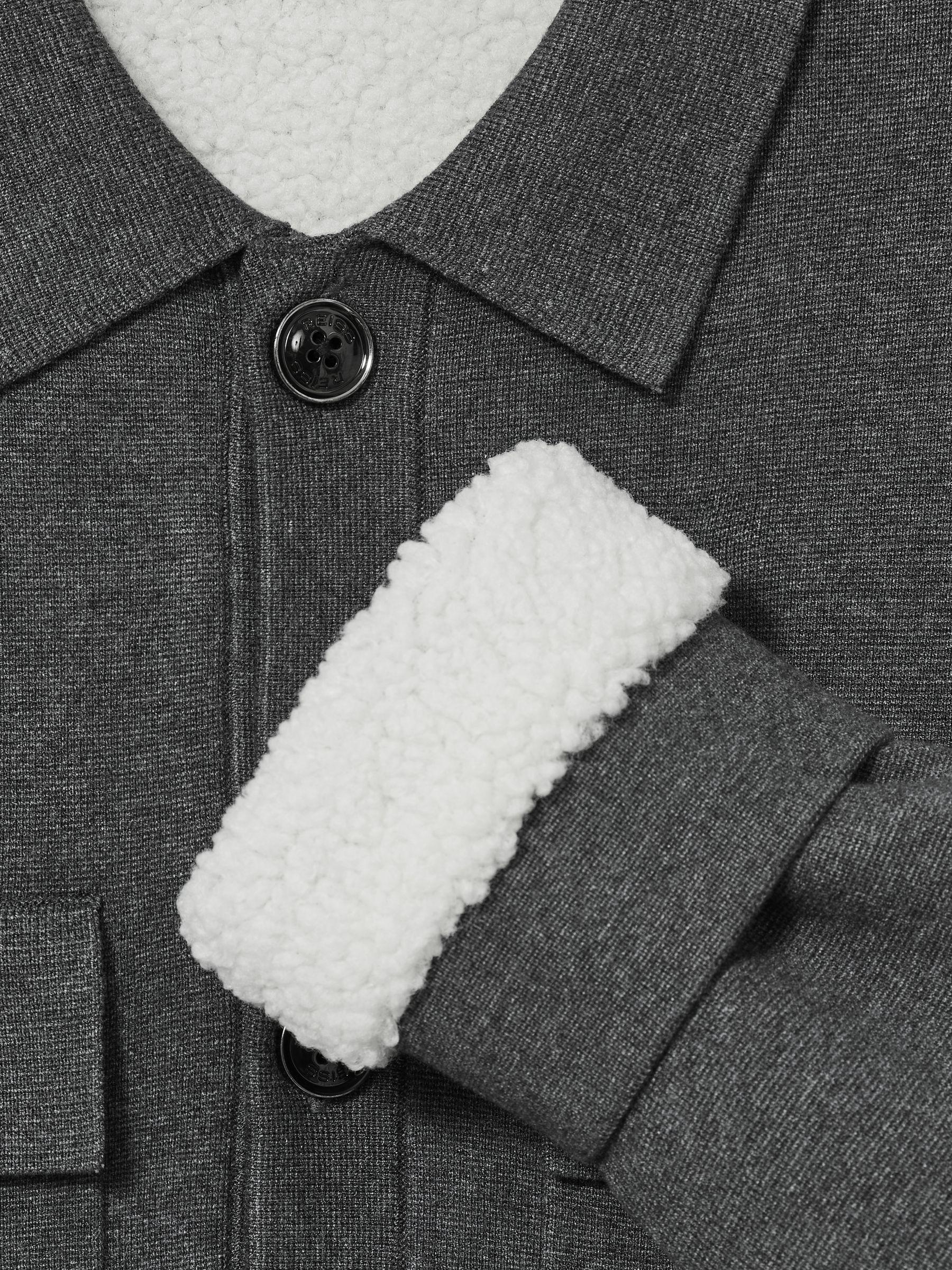 Fleece-Lined Button-Through Jacket in Mid Grey Melange Product Image
