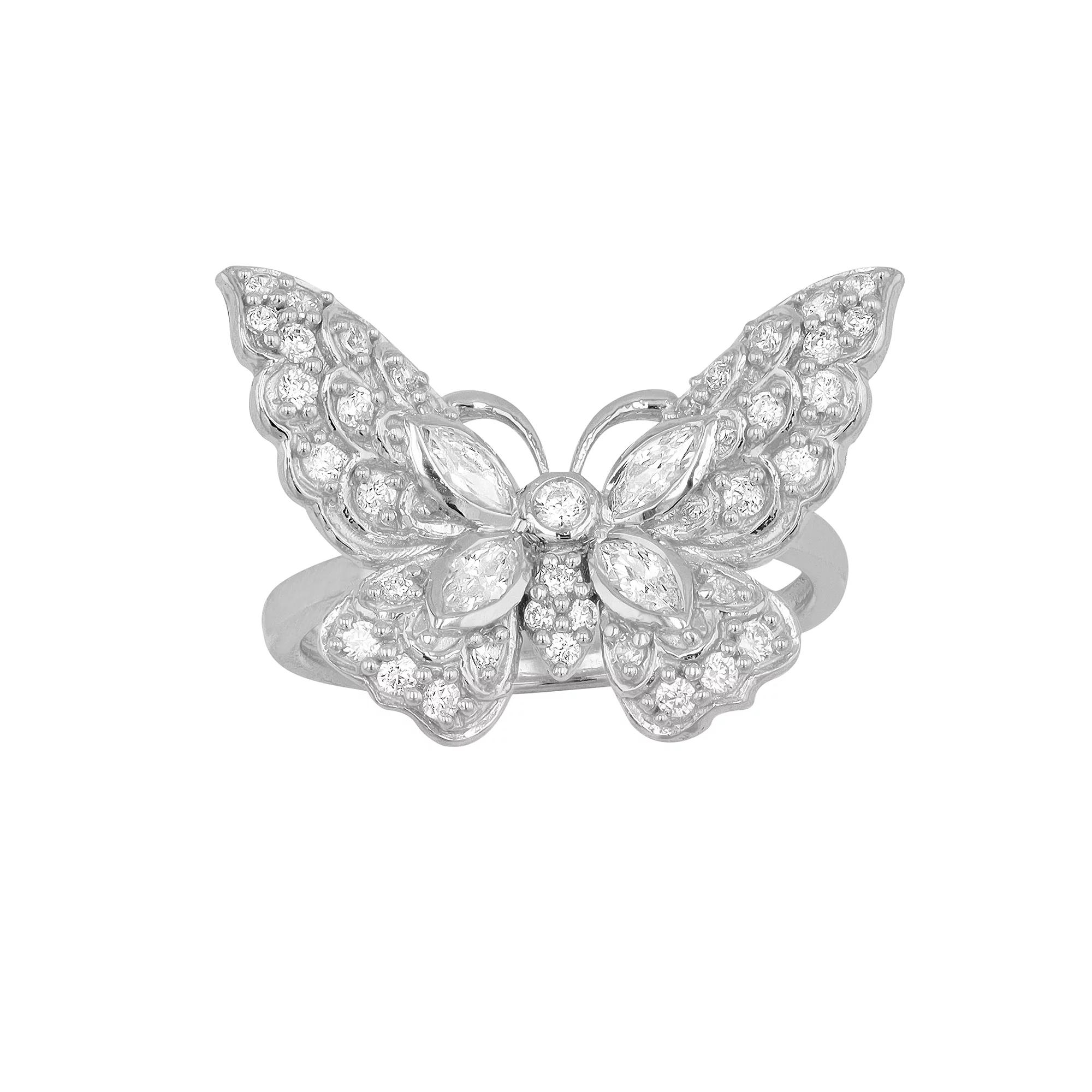 SIRI USA by TJM Sterling Silver Cubic Zirconia Butterfly Ring, Women's, Size: 6 Product Image
